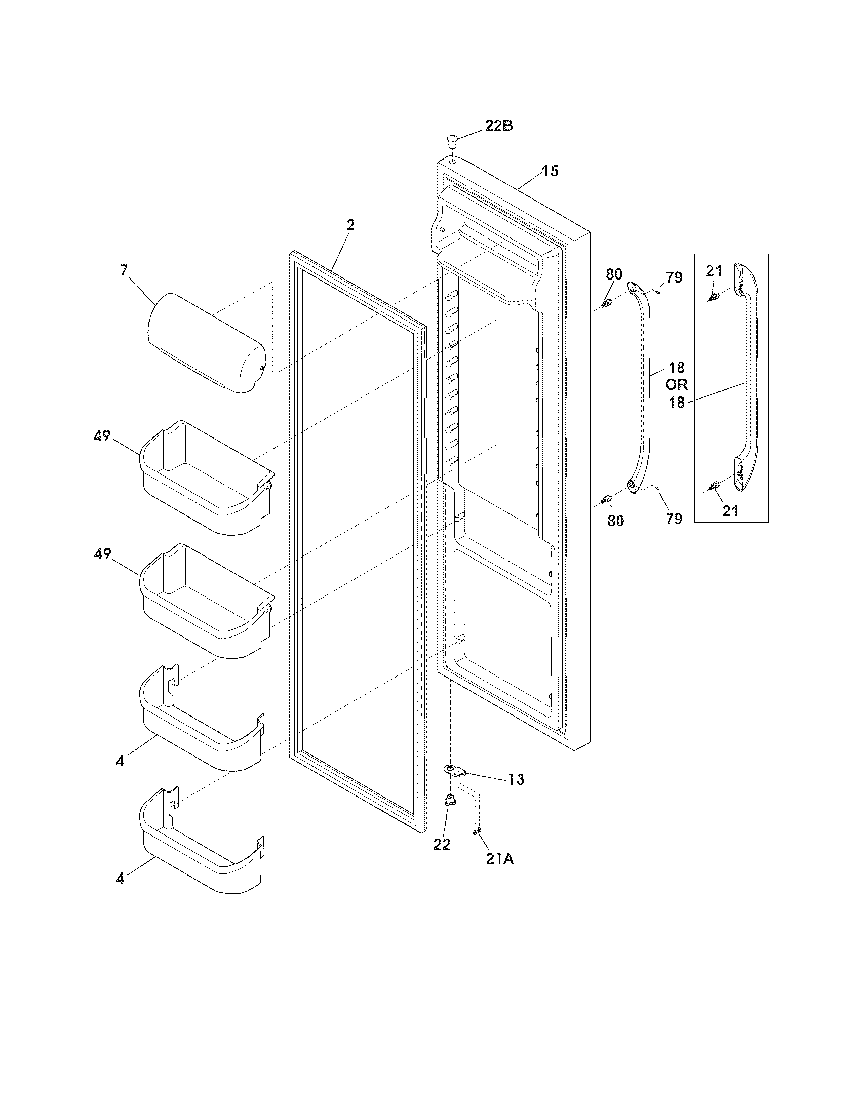 Frigidaire FFHS2322MW1 refrigerator door diagram