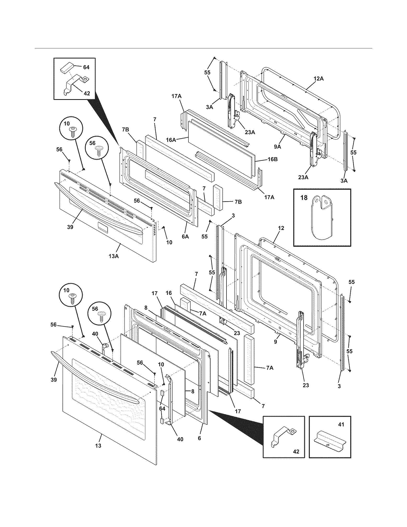 Frigidaire FGEF304DKFC door diagram