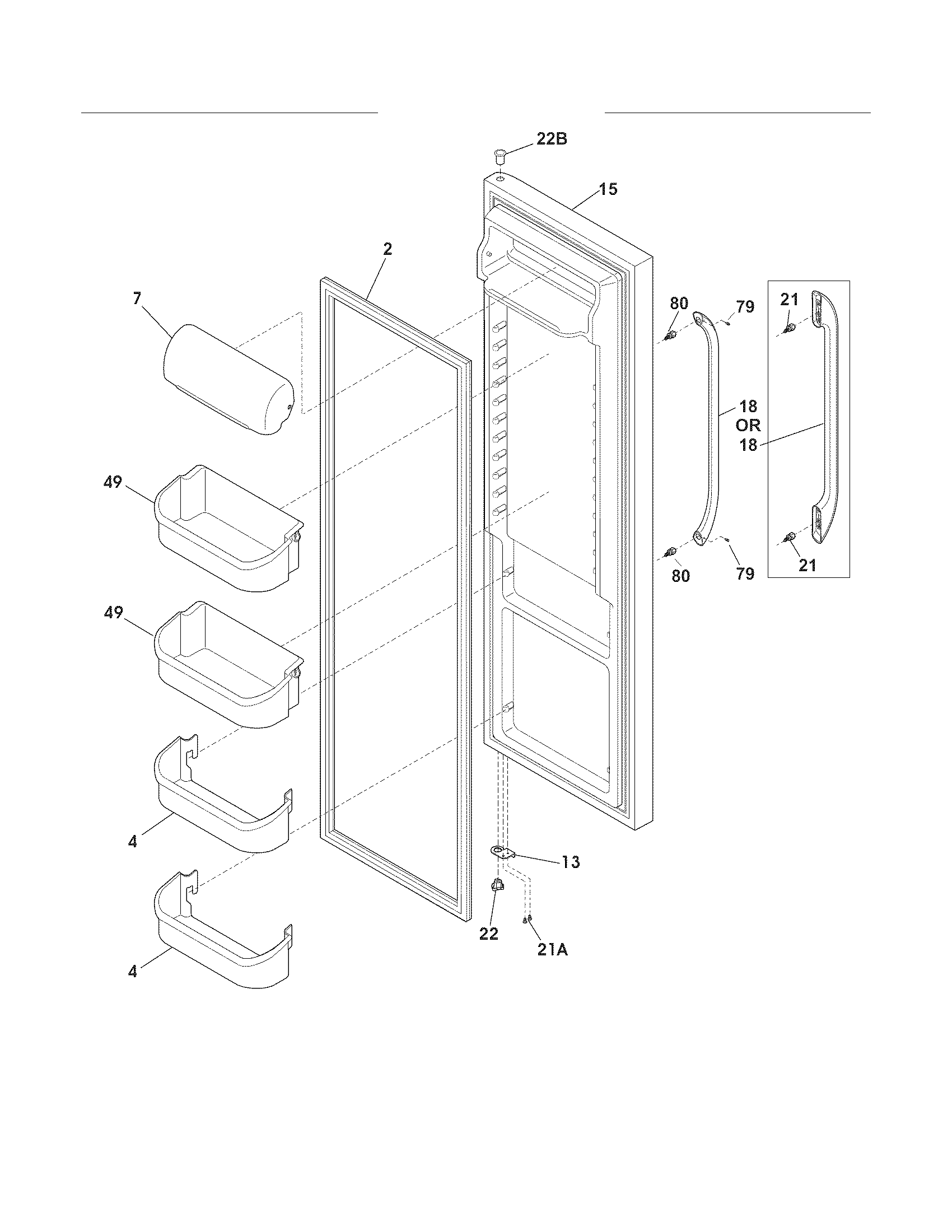 Frigidaire FFHS2622MS1 refrigerator door diagram
