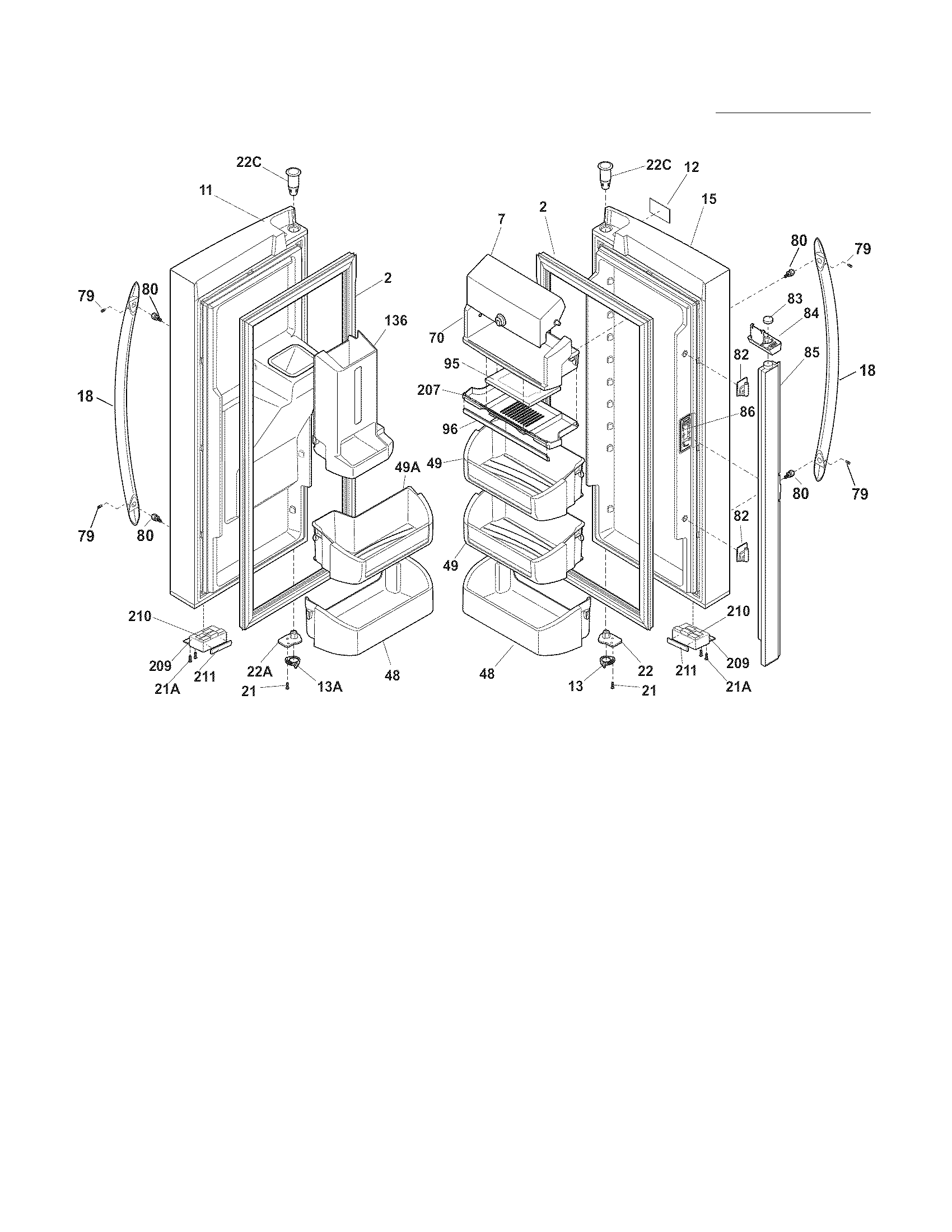 Frigidaire FGHB2869LP6 fresh food door diagram