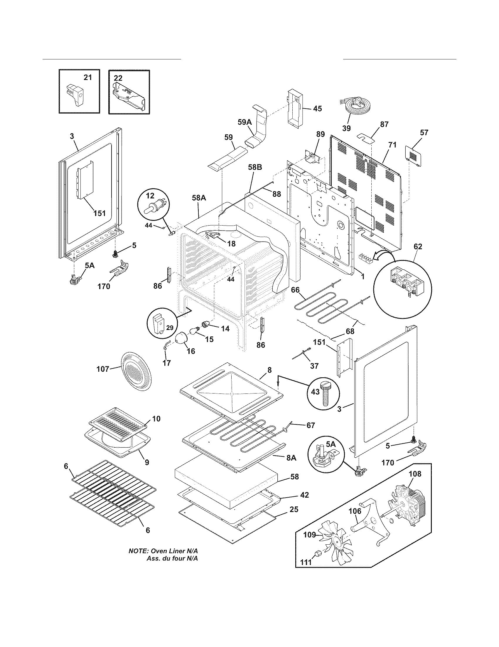 Frigidaire LEEF3021MSA body diagram