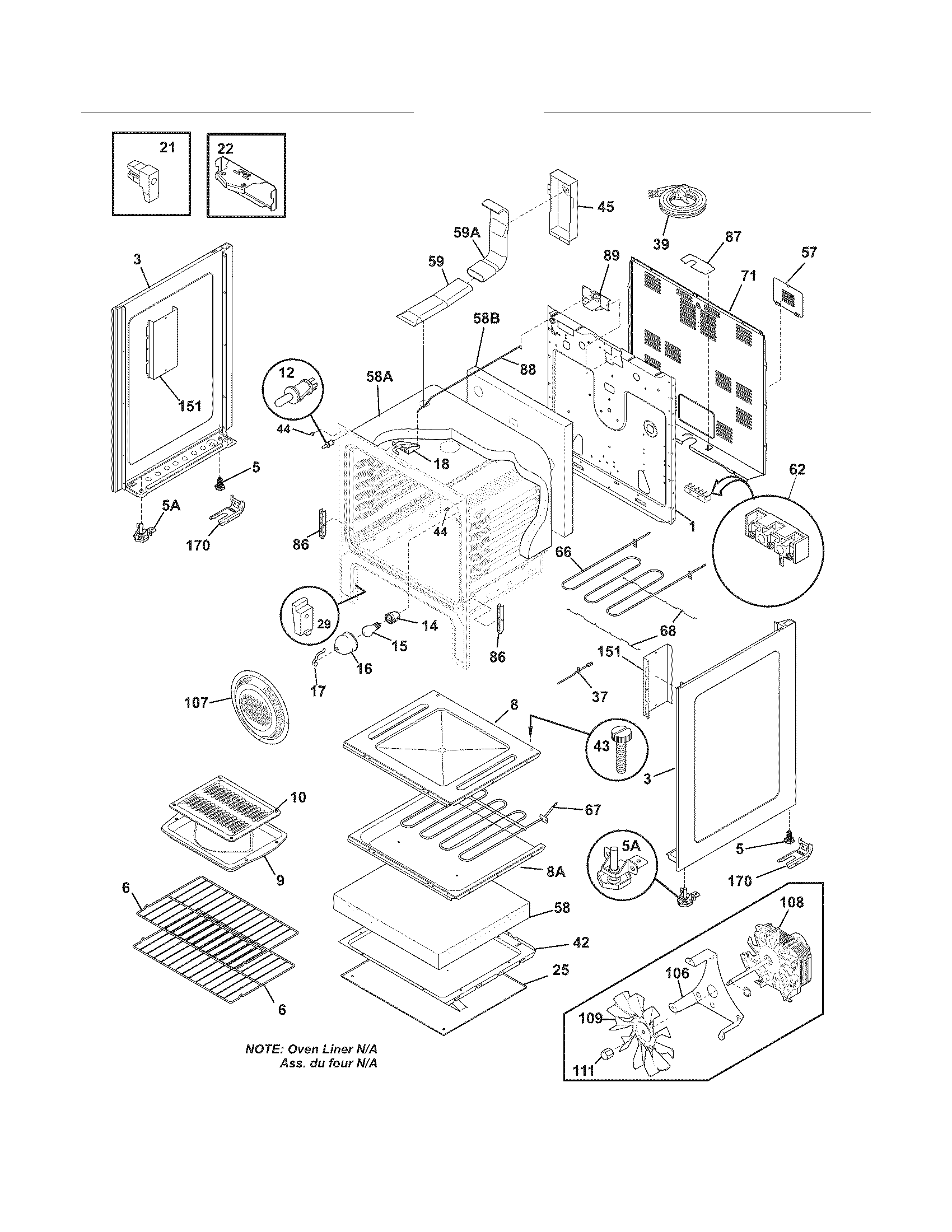 Frigidaire LEEF3021MWA body diagram