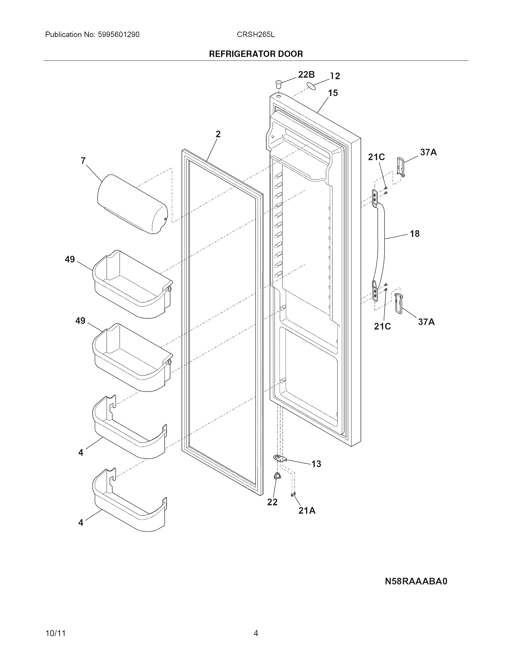 Crosley CRSH265LW2 refrigerator door diagram