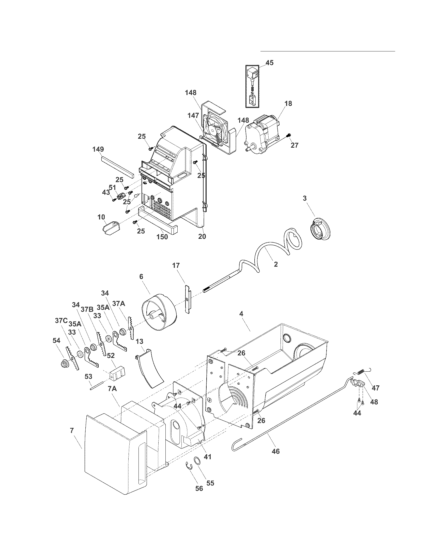 Frigidaire FPHF2399MF1 ice container diagram