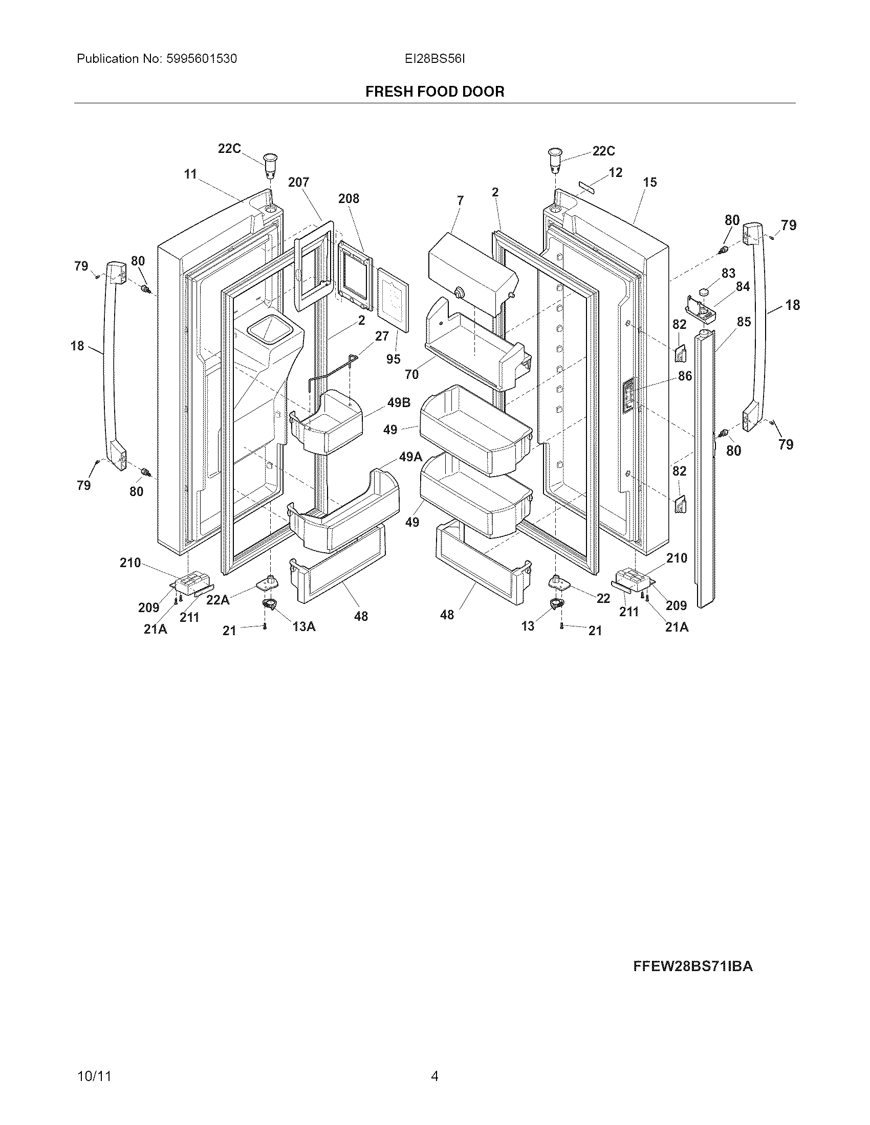 Electrolux EI28BS56IWC fresh food doors diagram