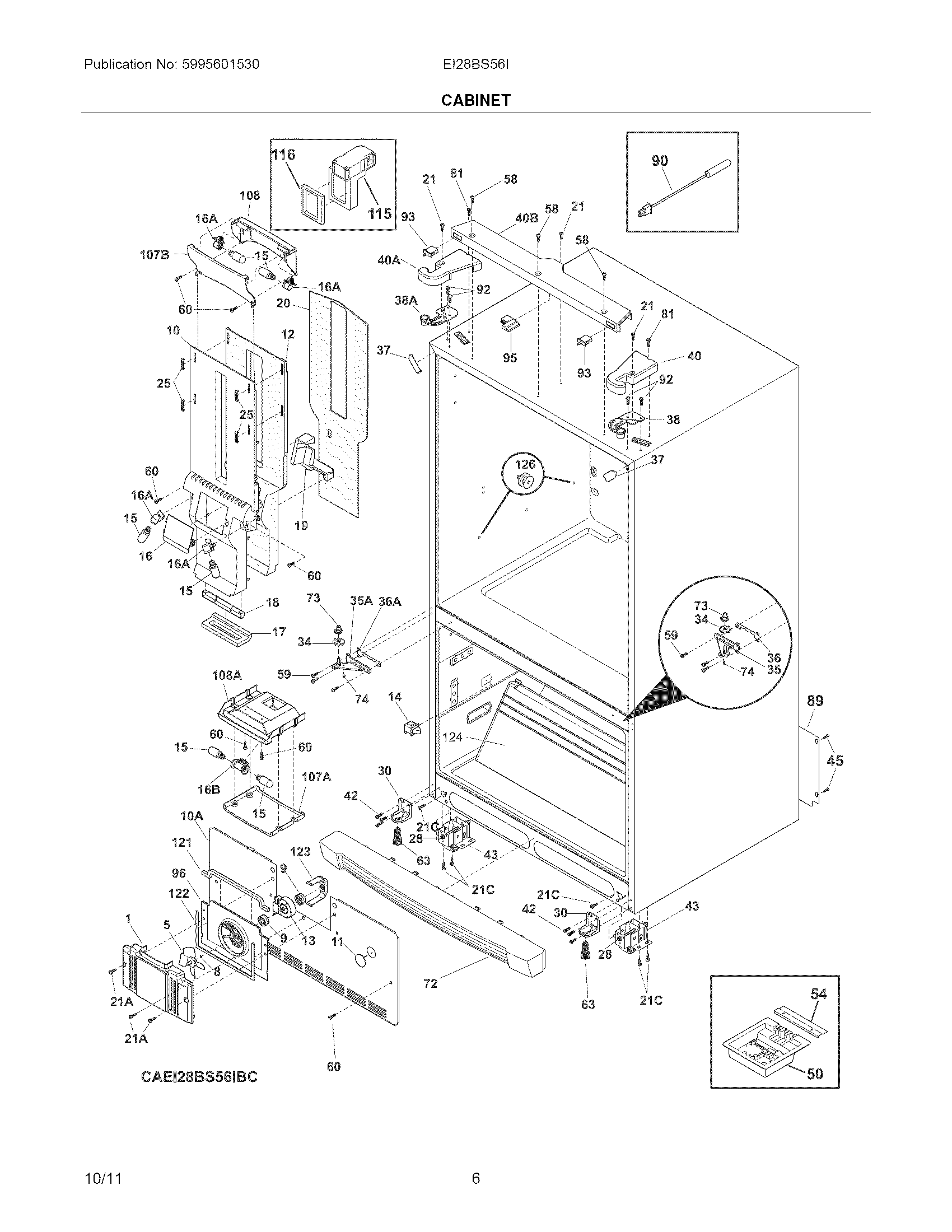 Electrolux EI28BS56IWC cabinet diagram