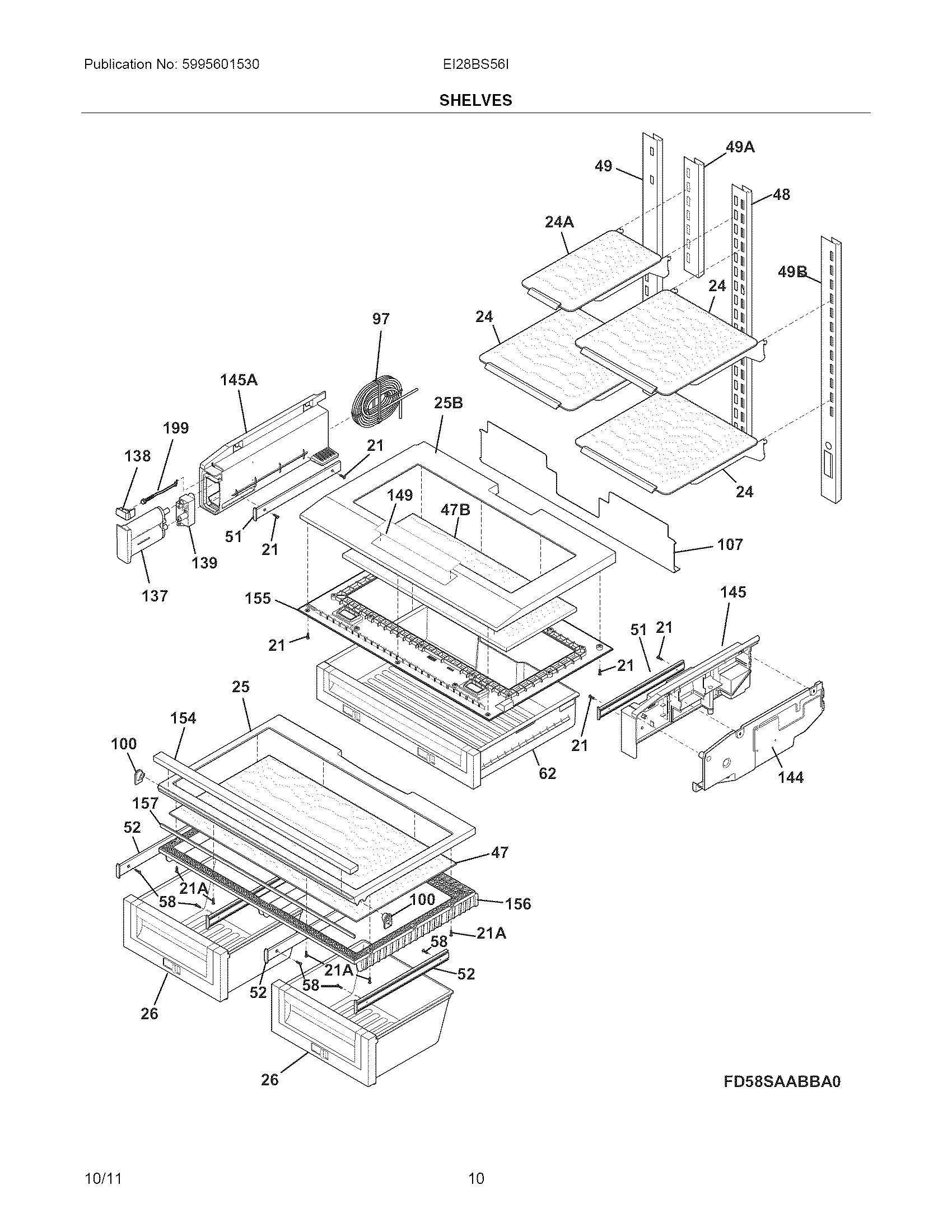 Electrolux EI28BS56IWC shelves diagram