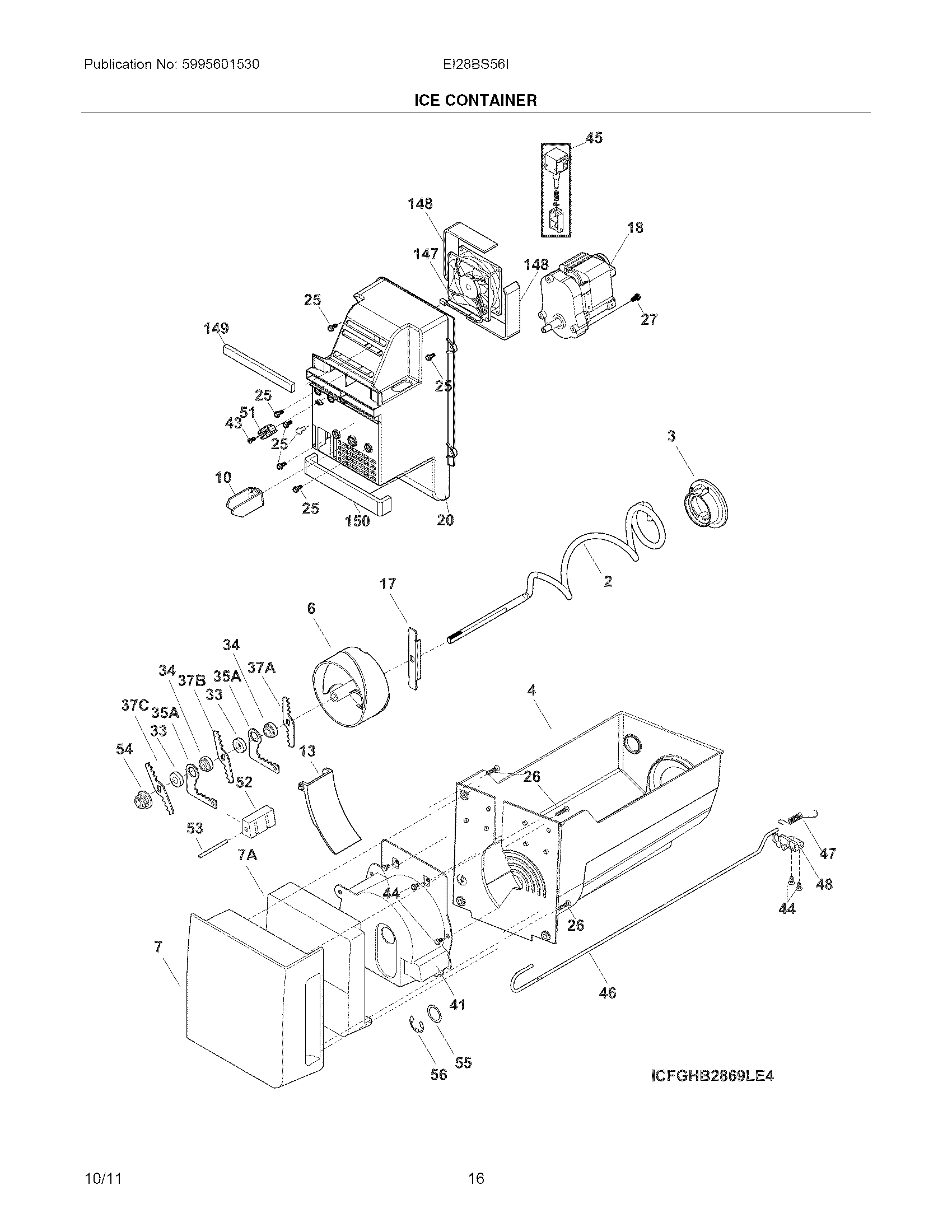 Electrolux EI28BS56IWC ice container diagram