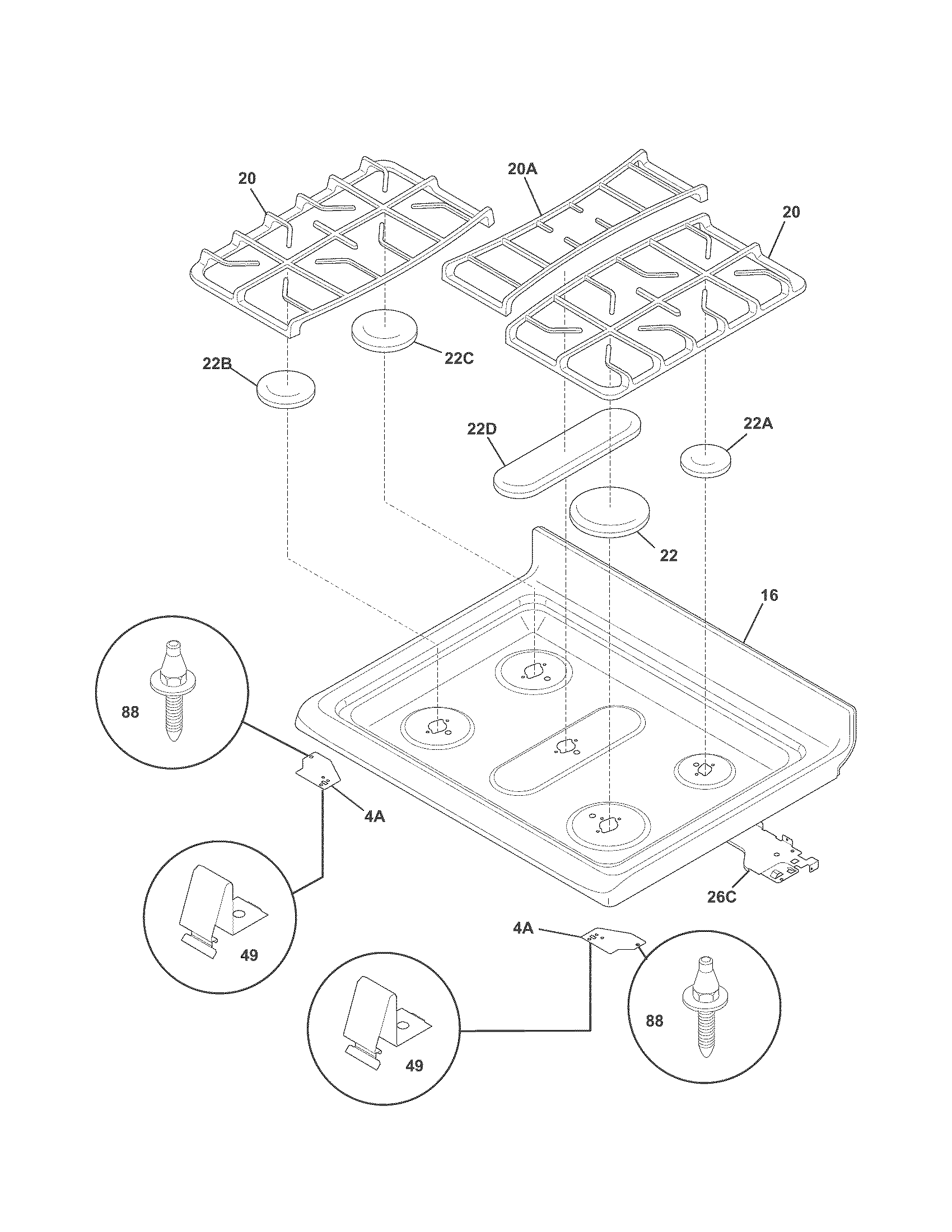 Kenmore Elite 79078909001 main top diagram