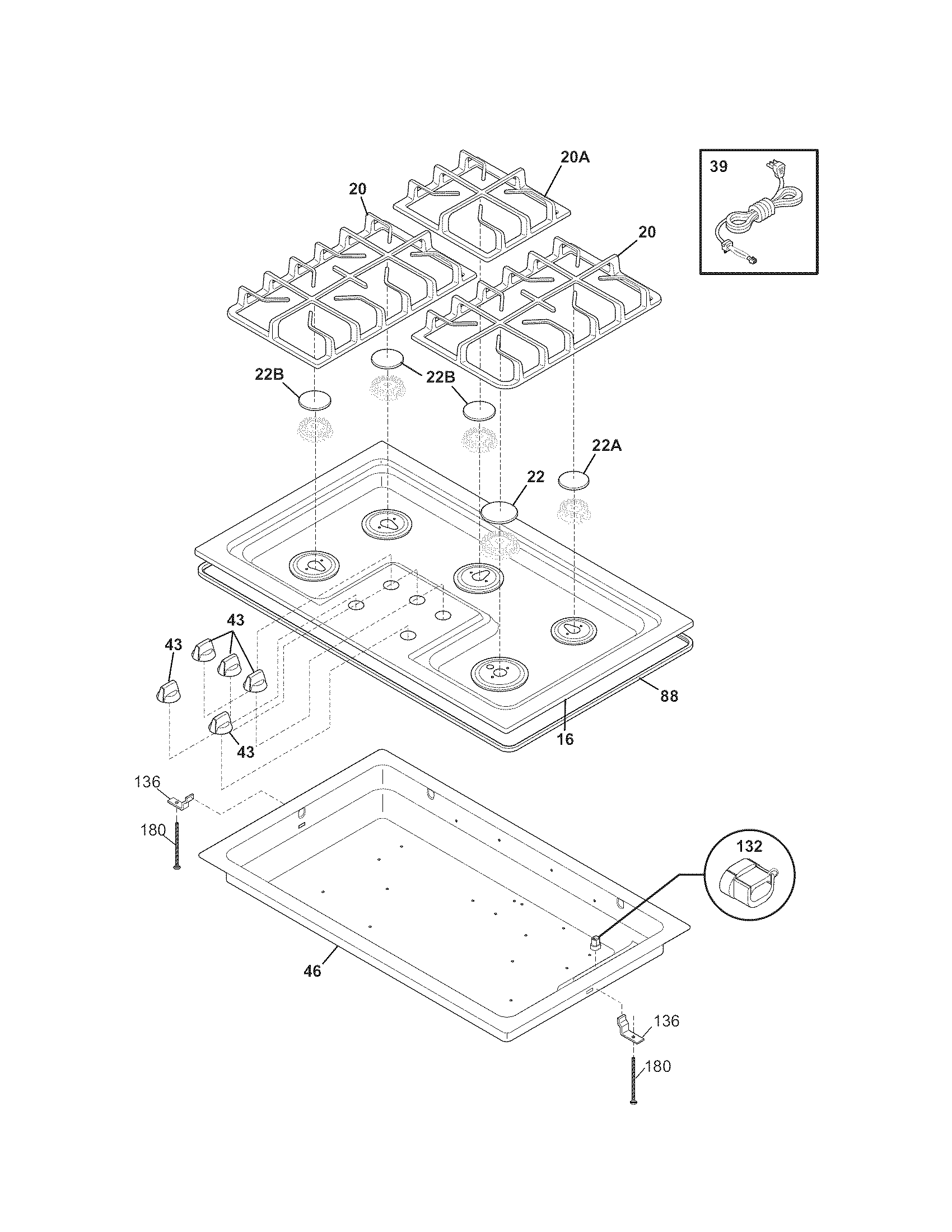 Kenmore 79032434901 main top diagram