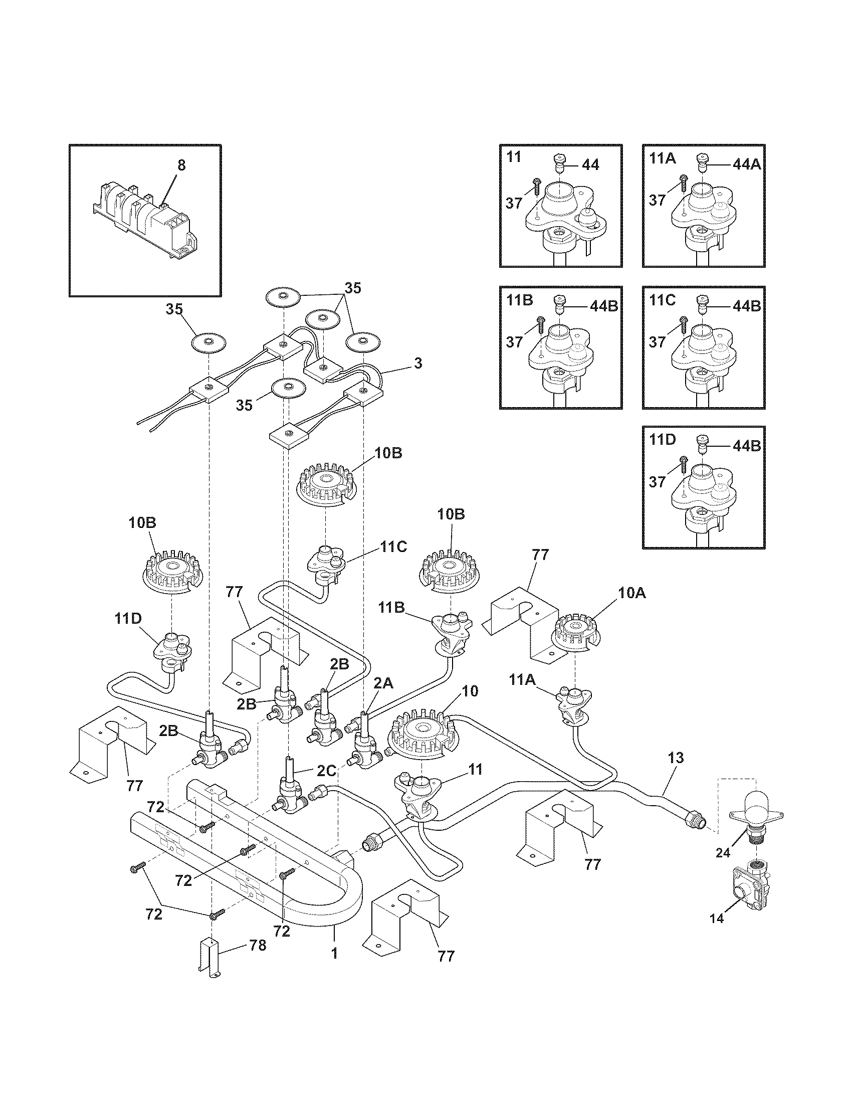 Kenmore 79032434901 burner diagram