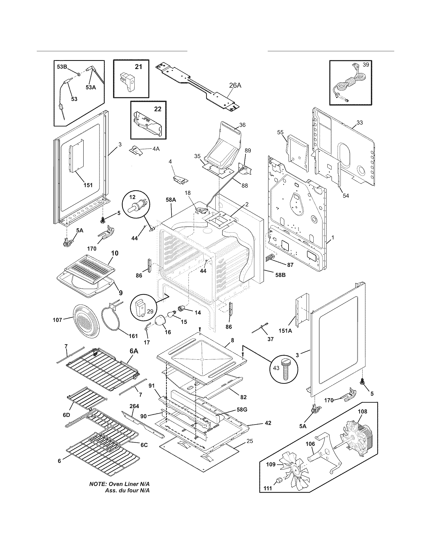 Frigidaire FGGF3054MWB body diagram