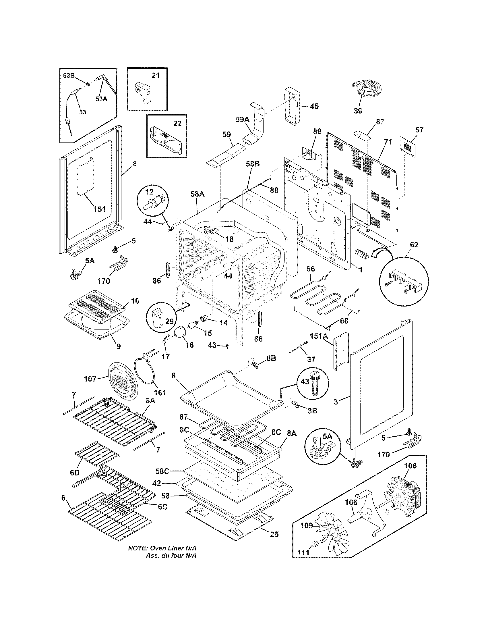 Frigidaire CGEF3055MFB body diagram