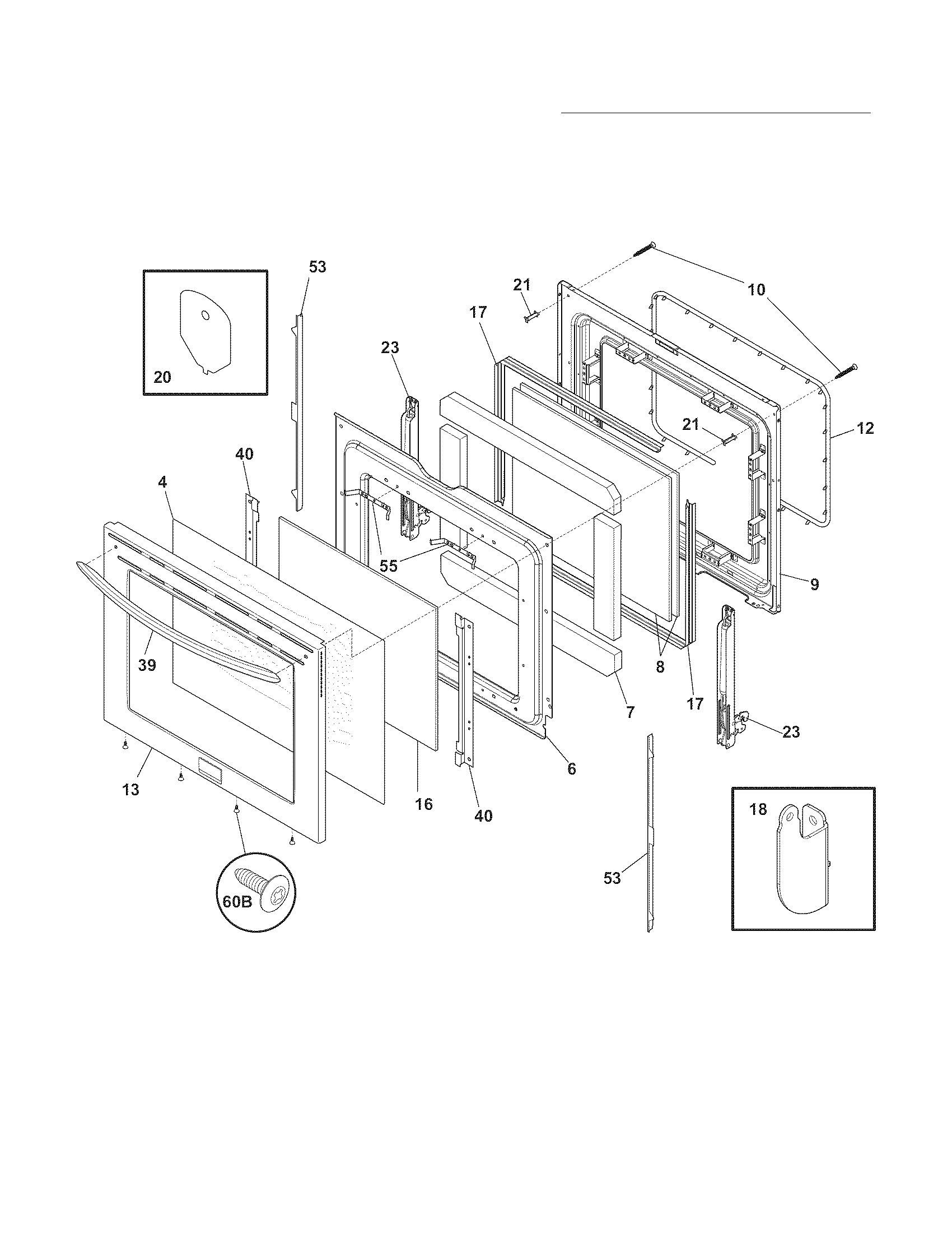 Frigidaire CGEF3055MFB door diagram