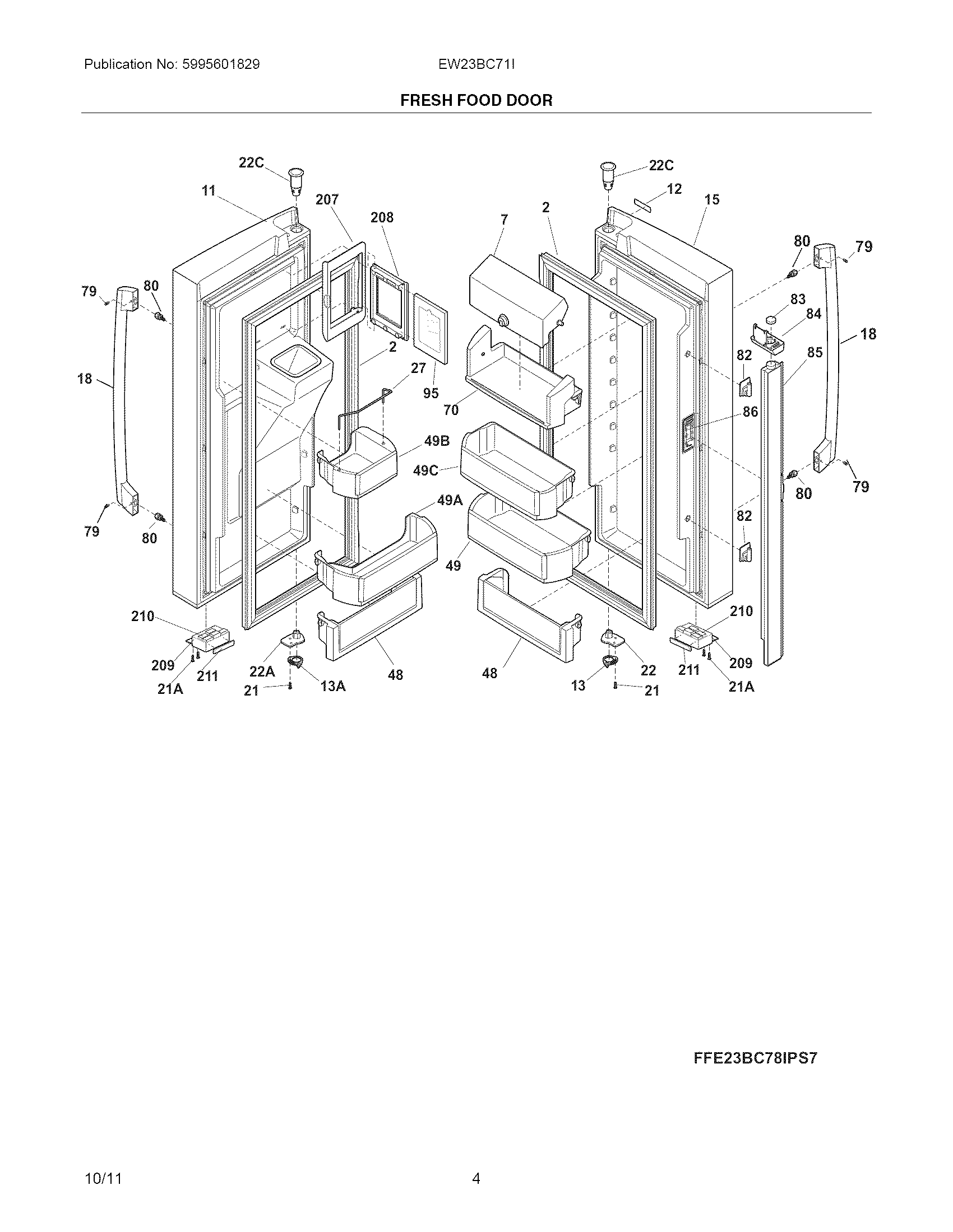 Electrolux EW23BC71IW9 fresh food door diagram