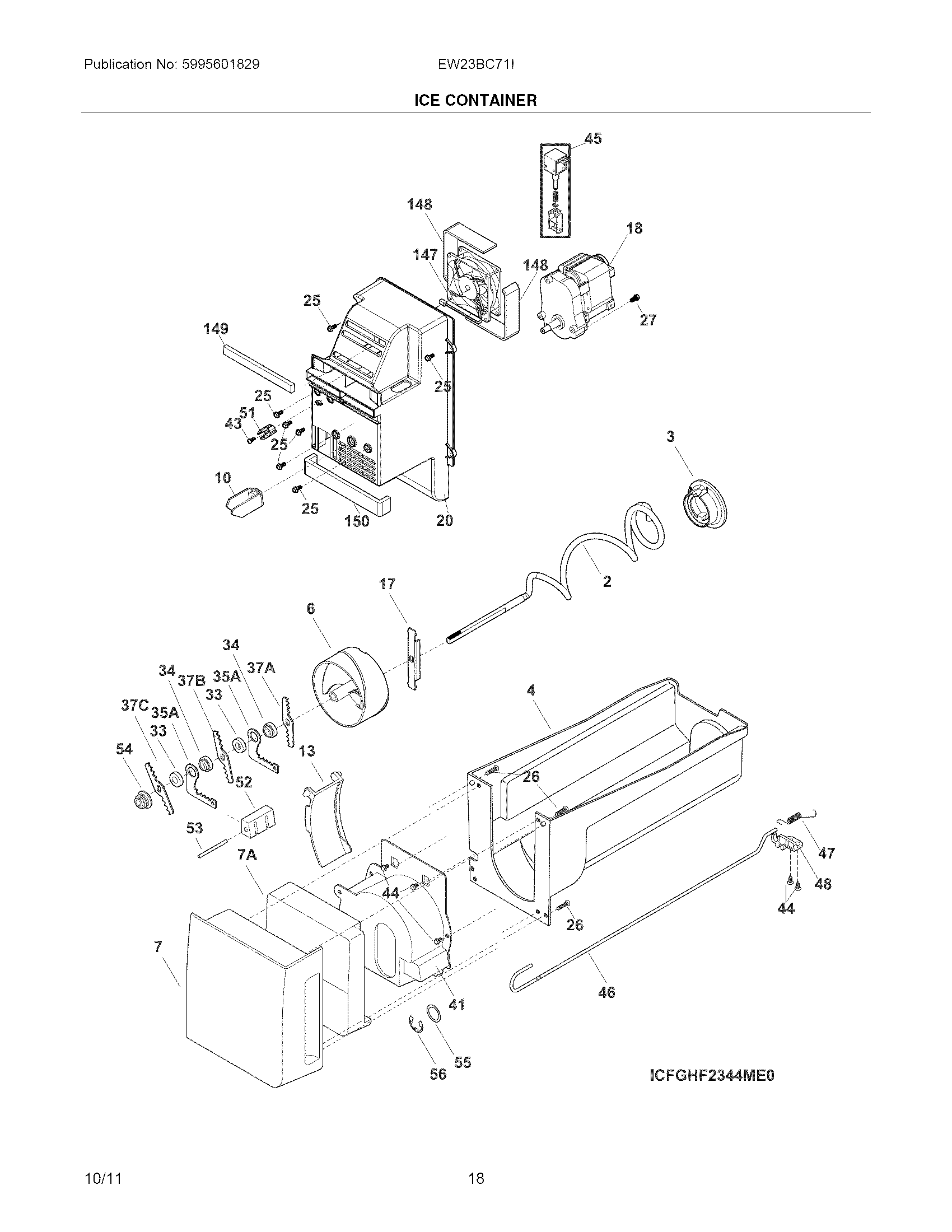 Electrolux EW23BC71IW9 ice container diagram