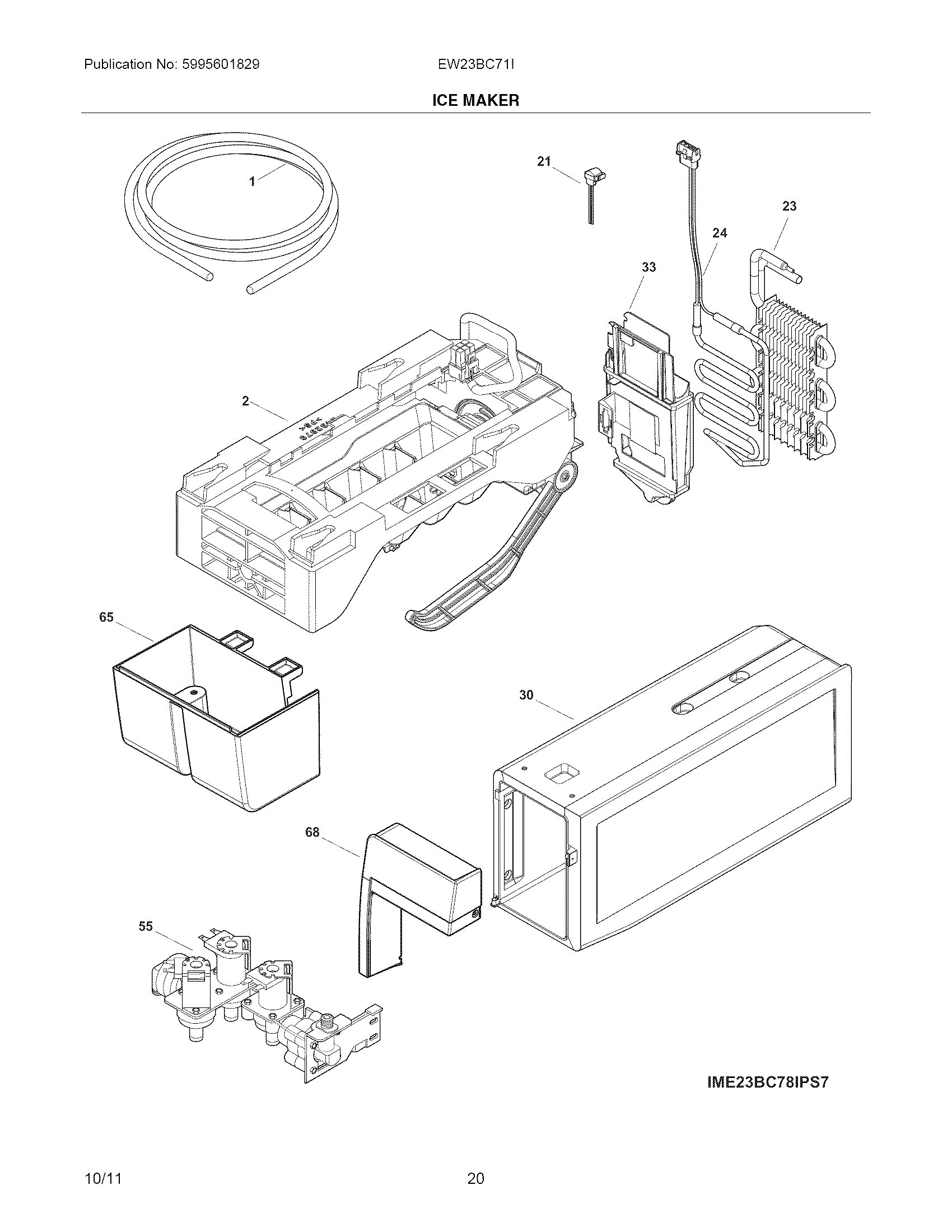 Electrolux EW23BC71IW9 ice maker diagram