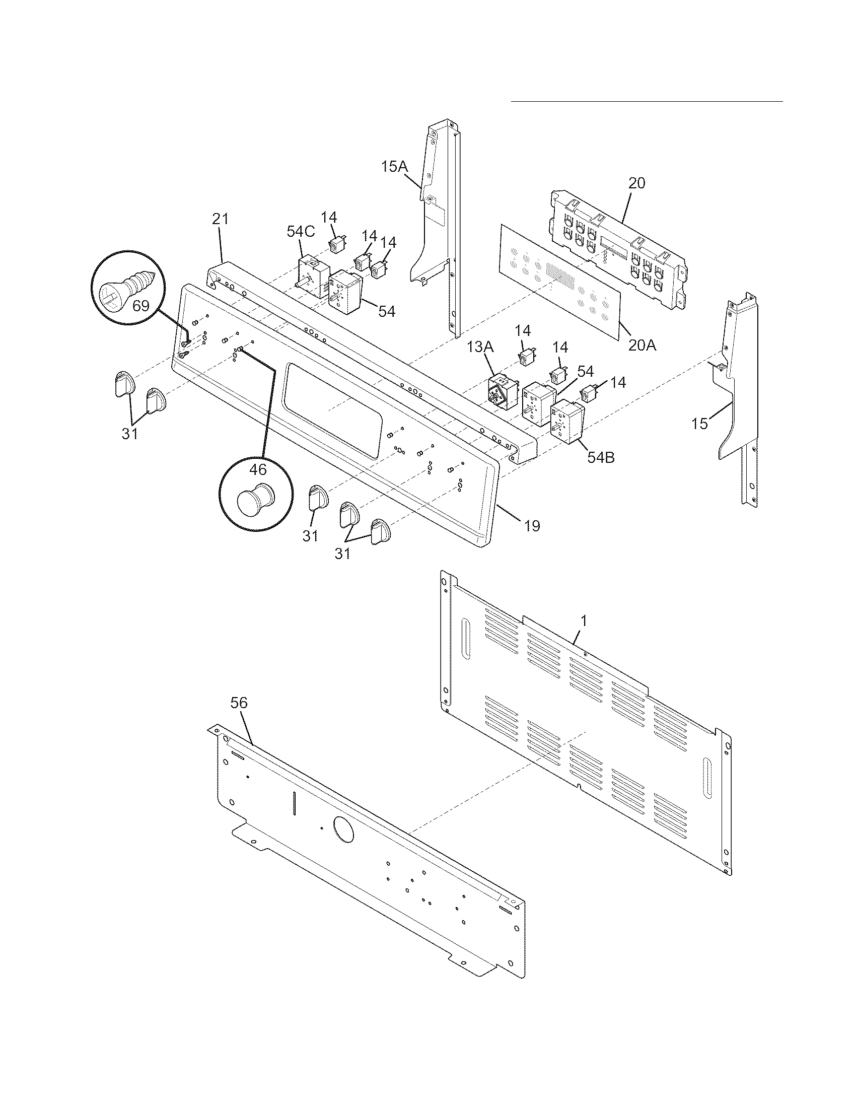 Frigidaire DGEF3041KFG backguard diagram