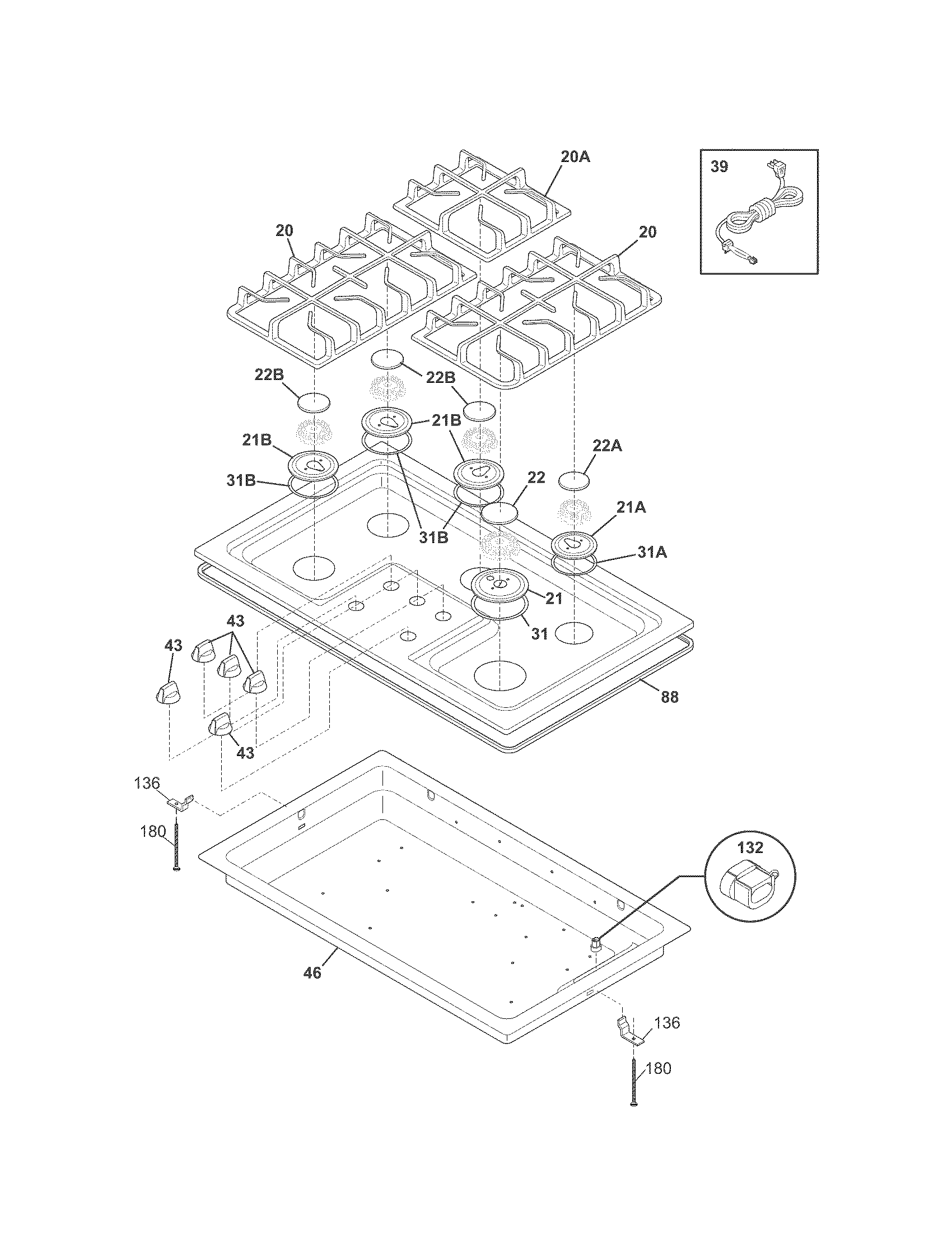 Kenmore 79032433901 main top diagram
