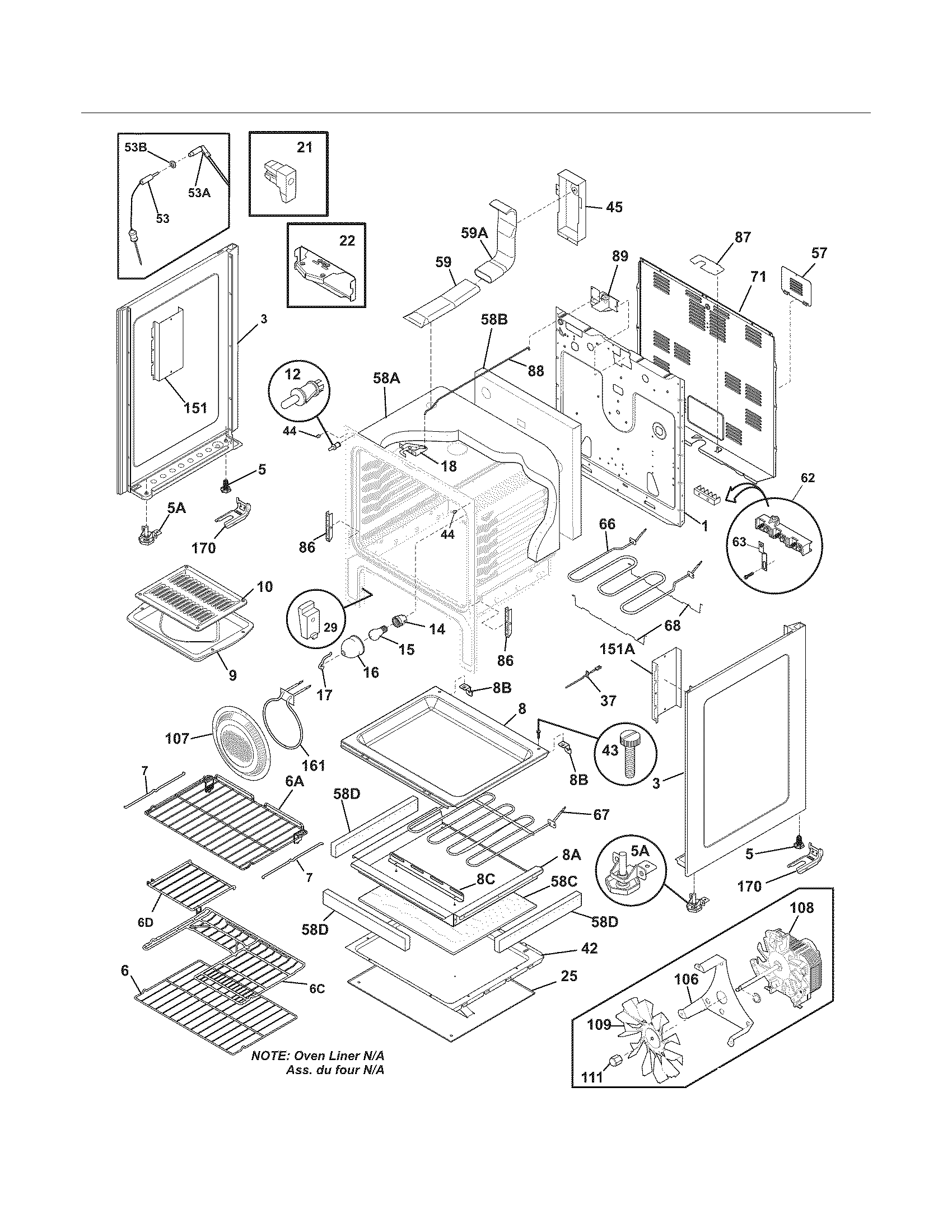 Frigidaire FGEF3055MFC body diagram