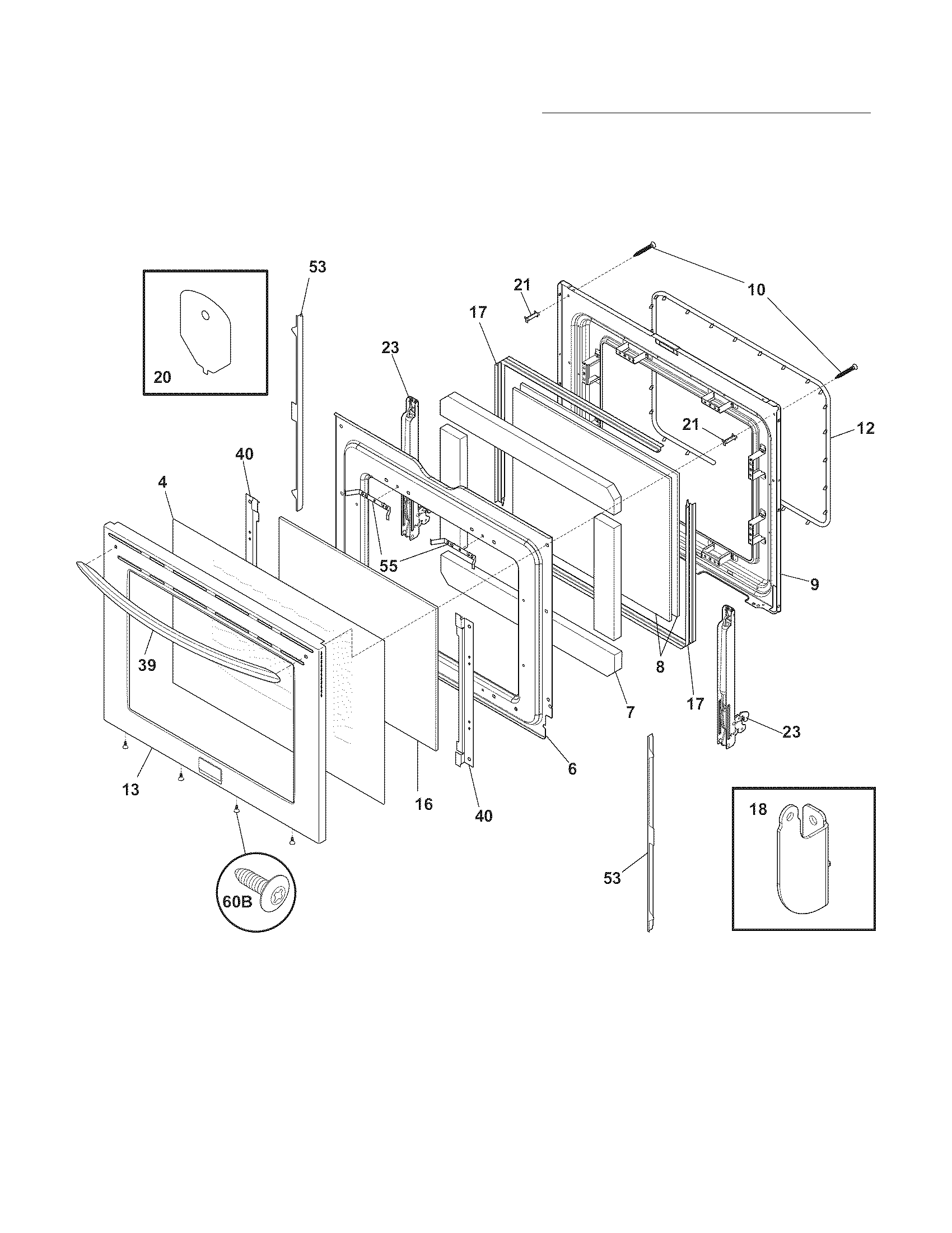 Frigidaire FGEF3055MFC door diagram