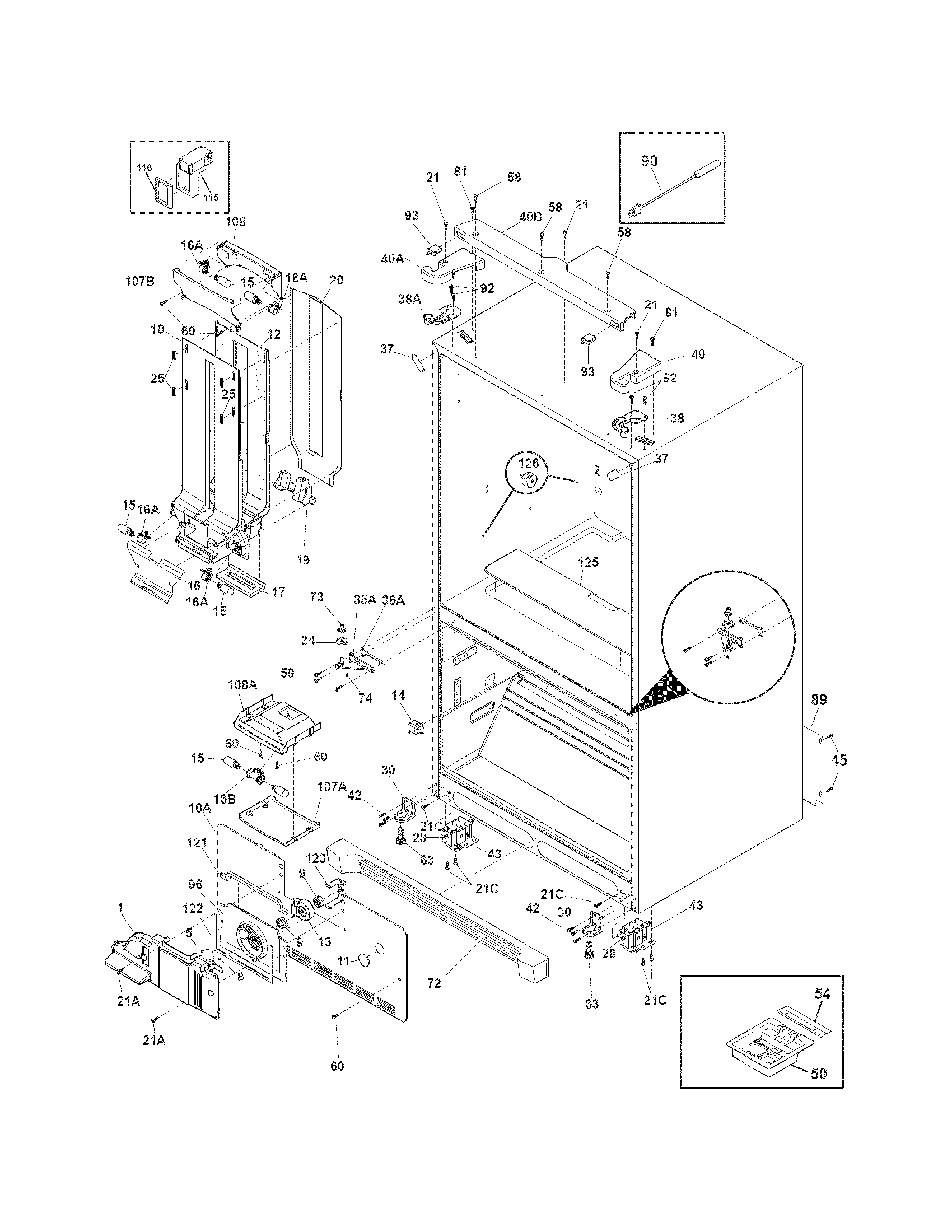 Frigidaire FGHF2344ME1 cabinet diagram