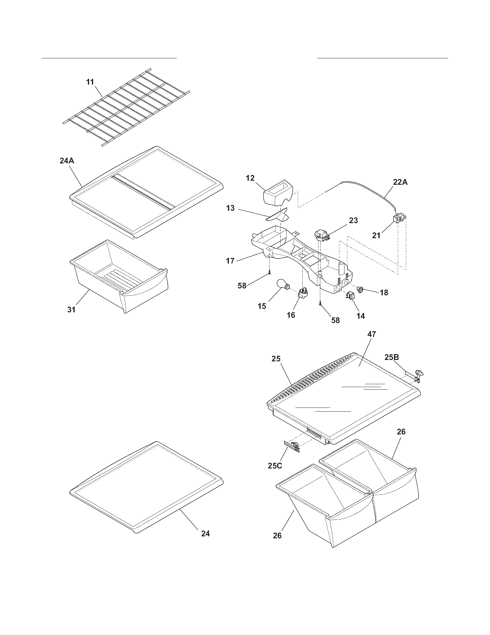 Frigidaire FFTR2126LQ4 shelves diagram