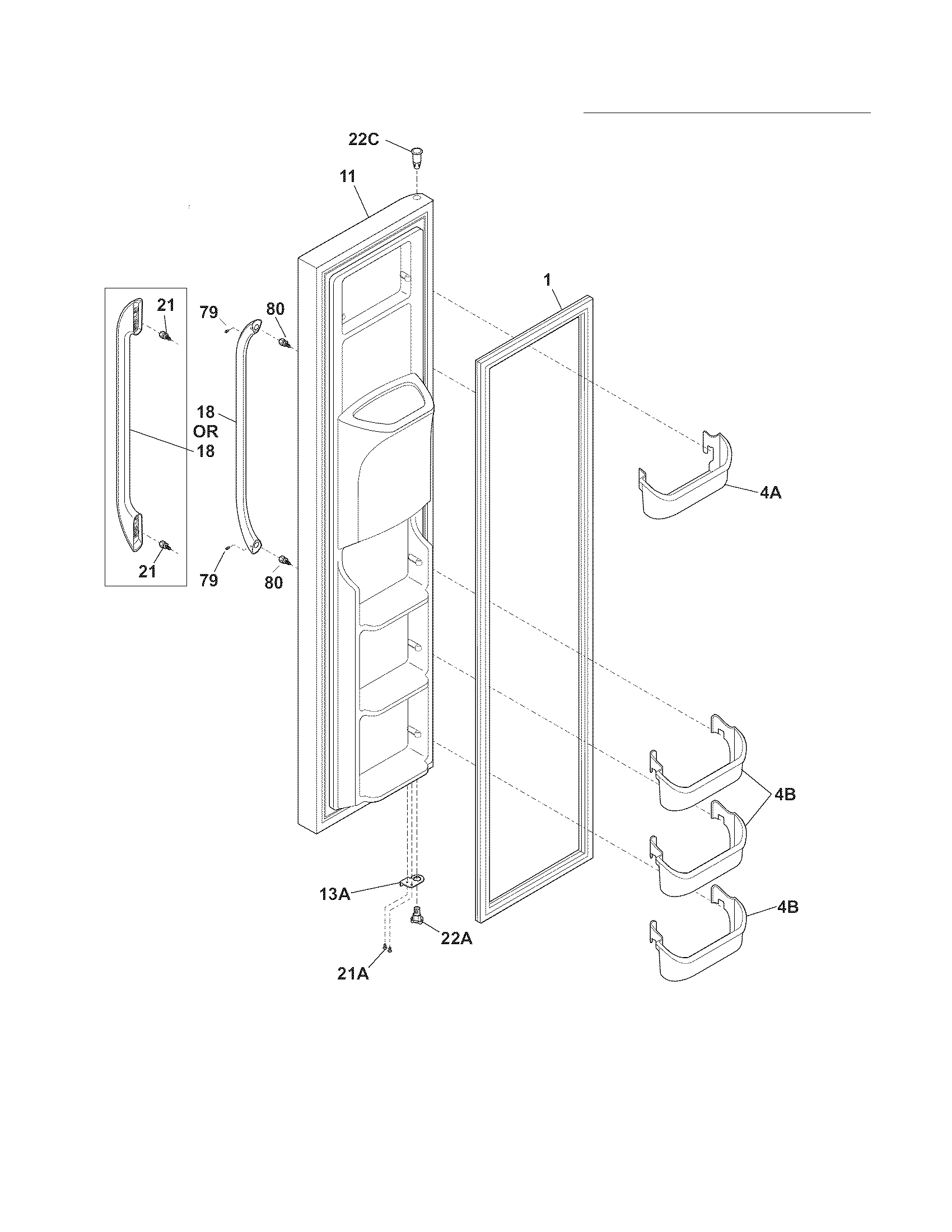 Frigidaire FFHS2622MB2 freezer door diagram