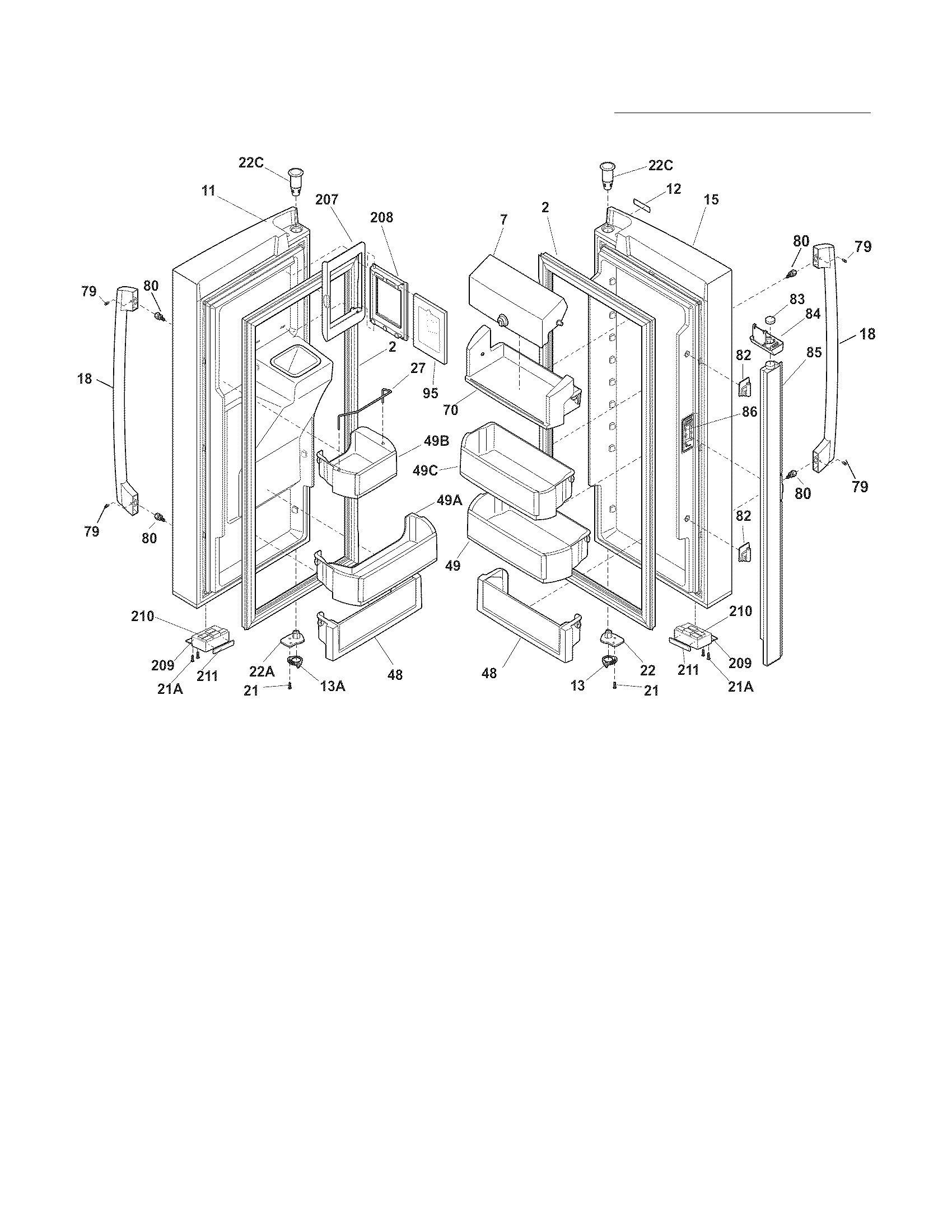 Electrolux EW23BC71IBA fresh food door diagram