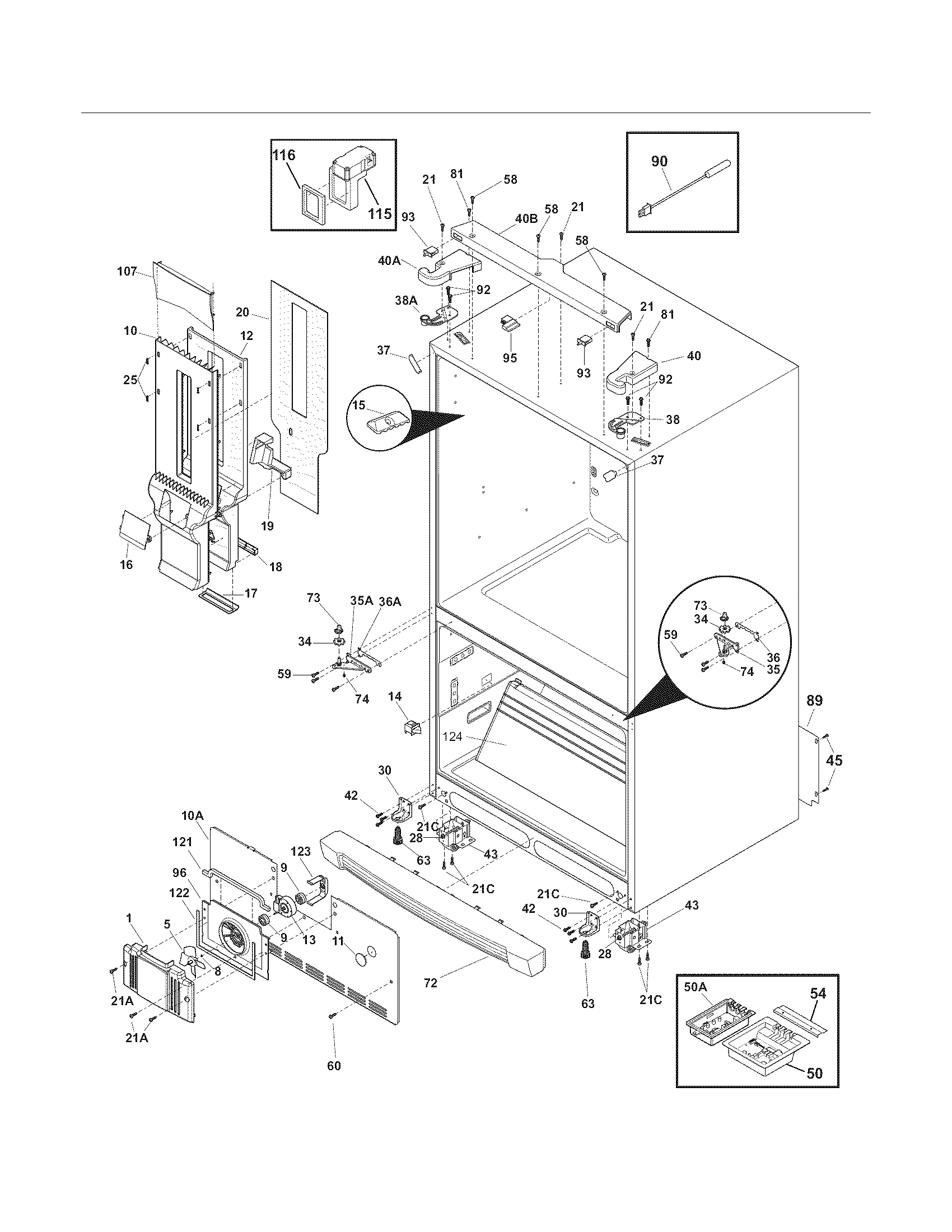 Electrolux EW23BC71IBA cabinet diagram