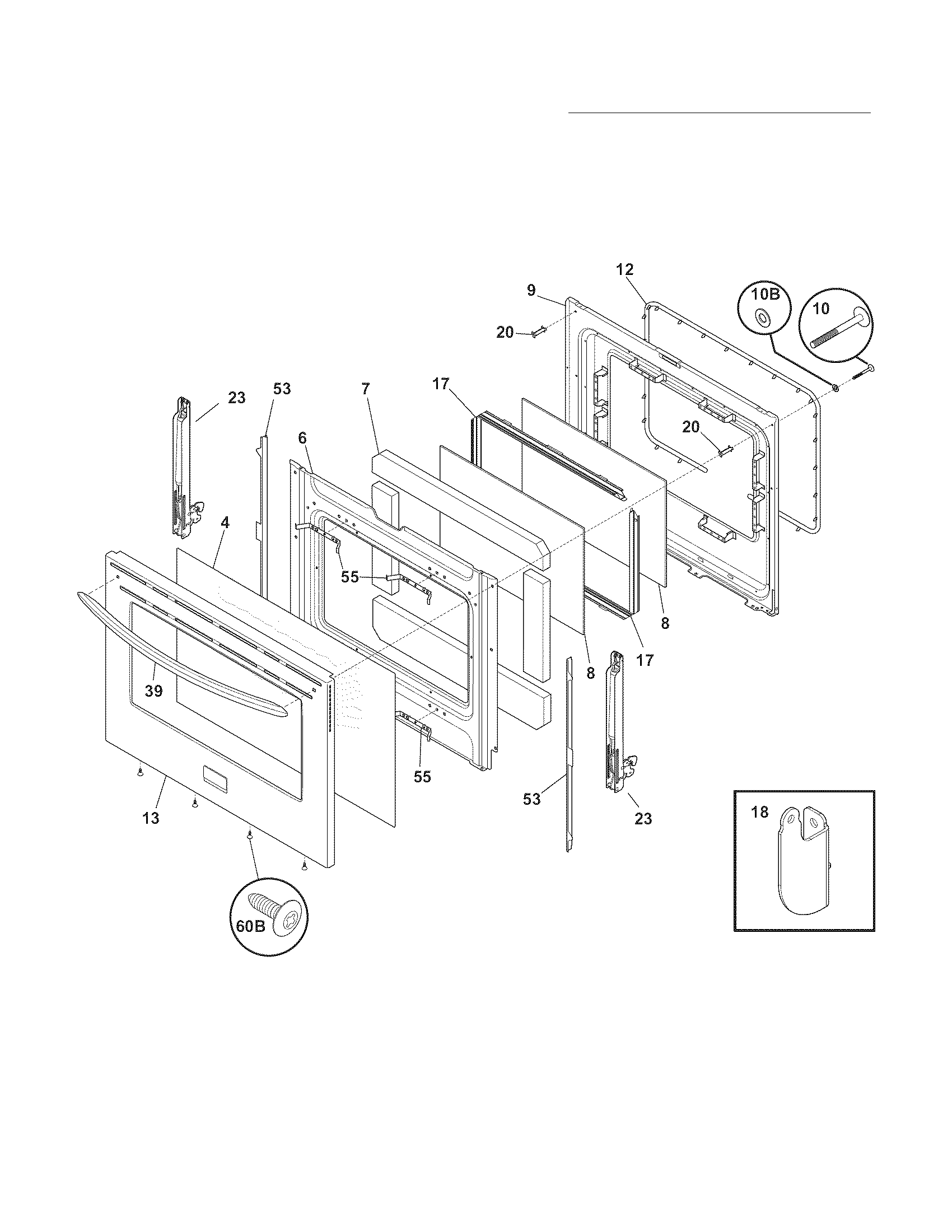 Frigidaire CGEF3034MFC door diagram