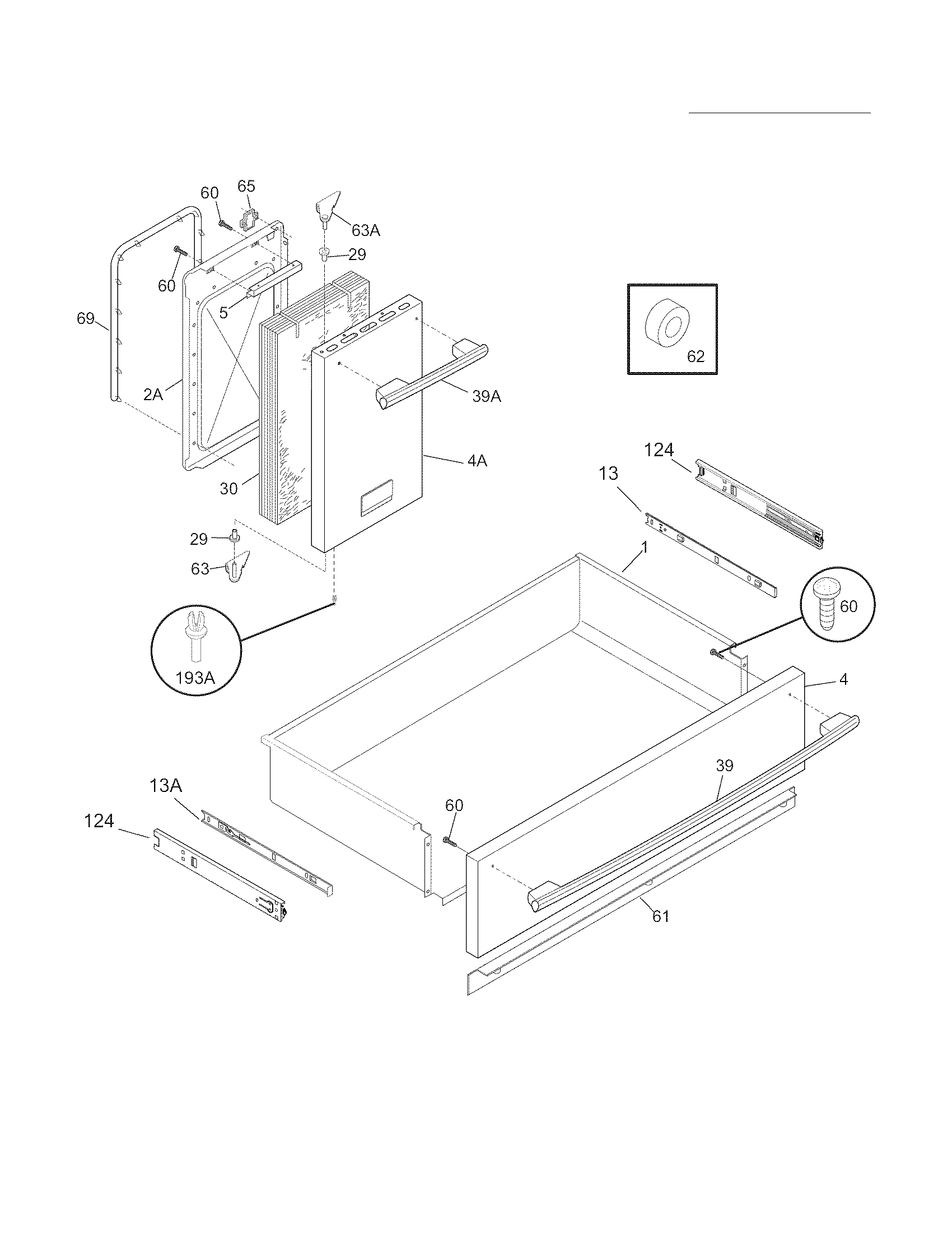 Frigidaire FPEF4085KFC drawer/small door diagram