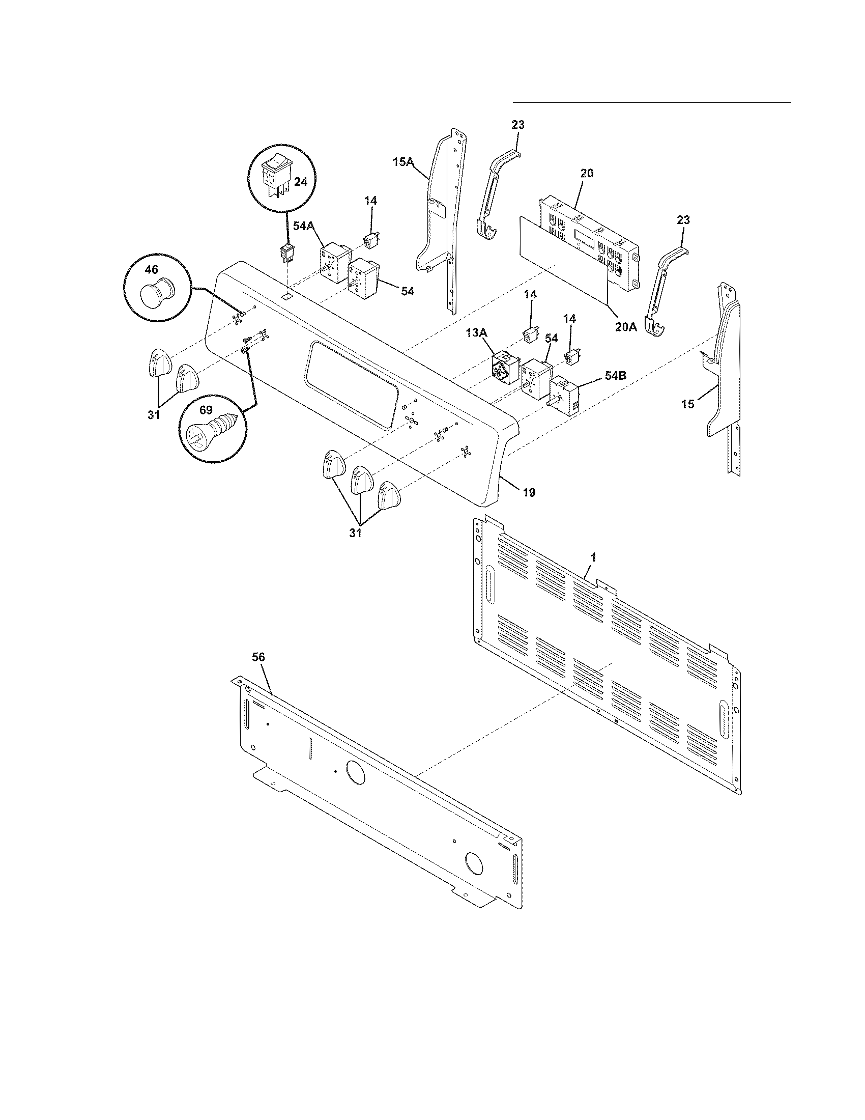 Frigidaire FFEF3020LBF backguard diagram
