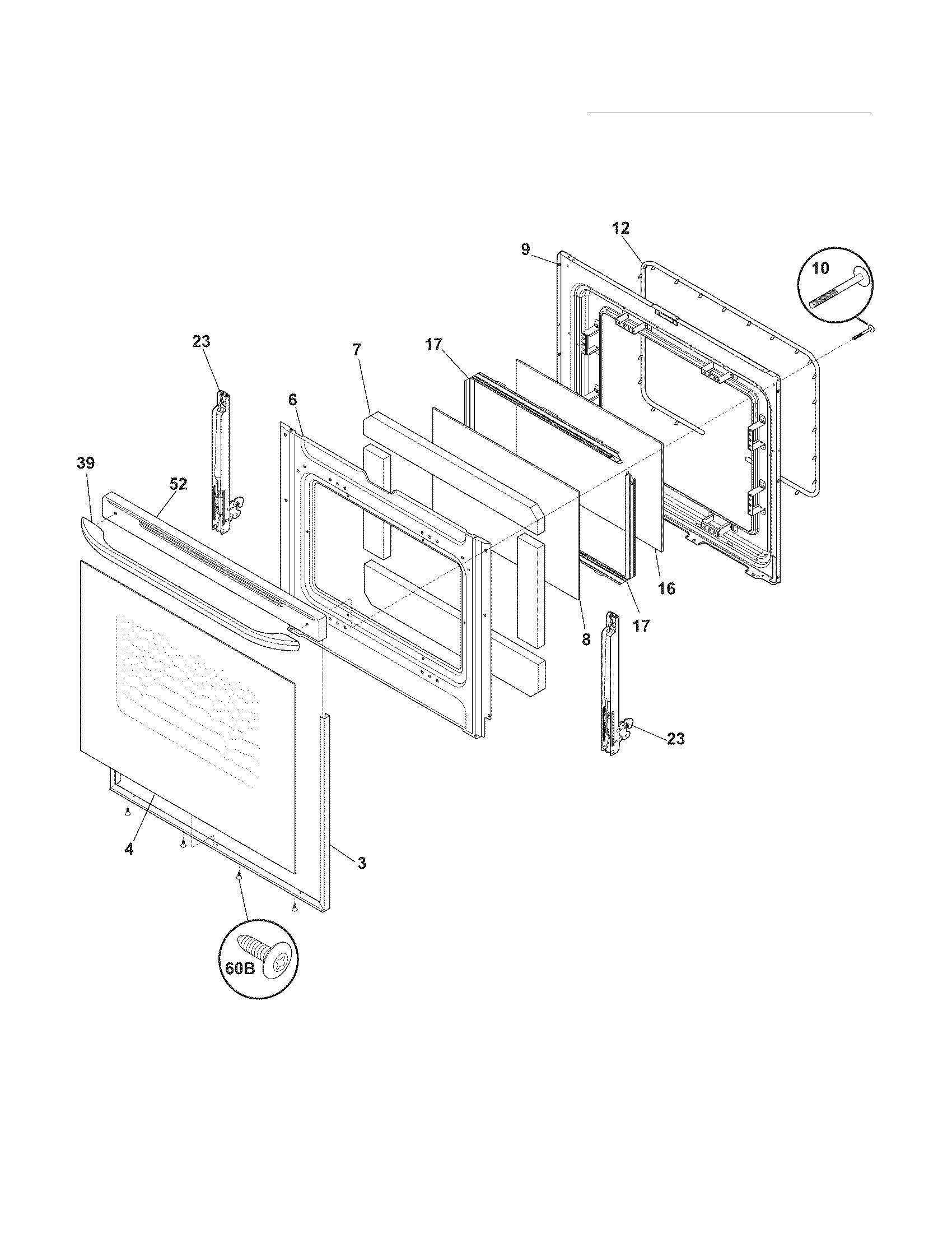Frigidaire FFEF3020LBF door diagram