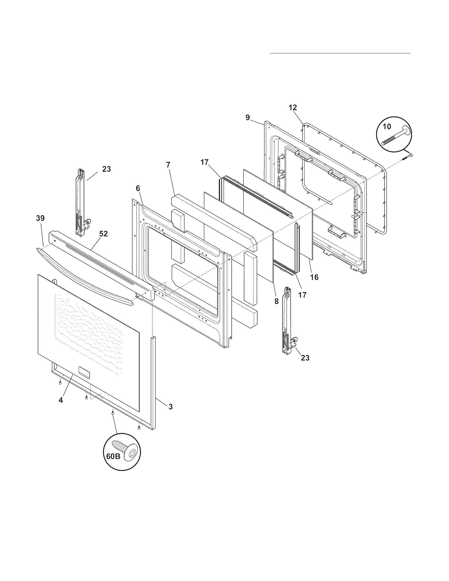Frigidaire CGEF3032MWA door diagram