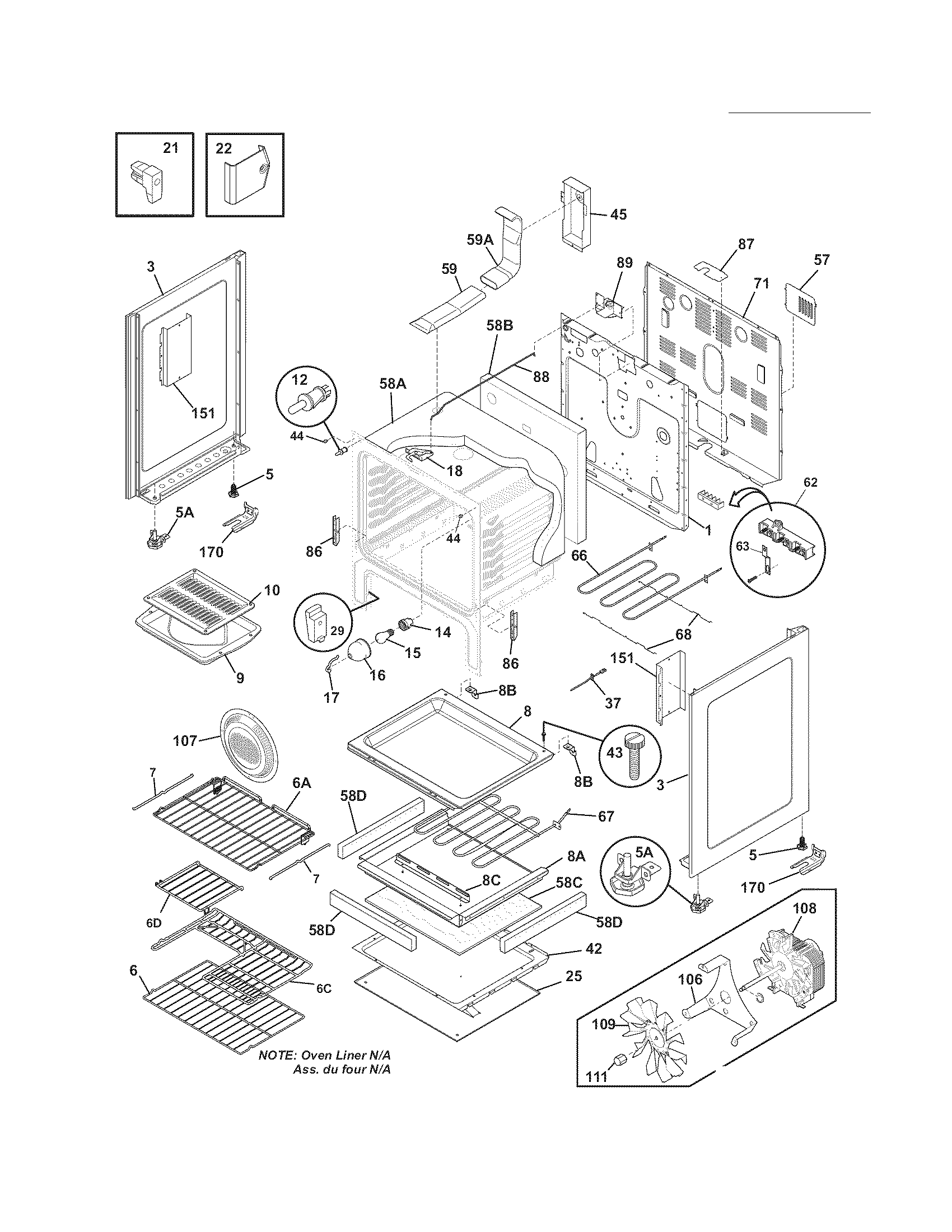 Frigidaire LGEF3033KQF body diagram