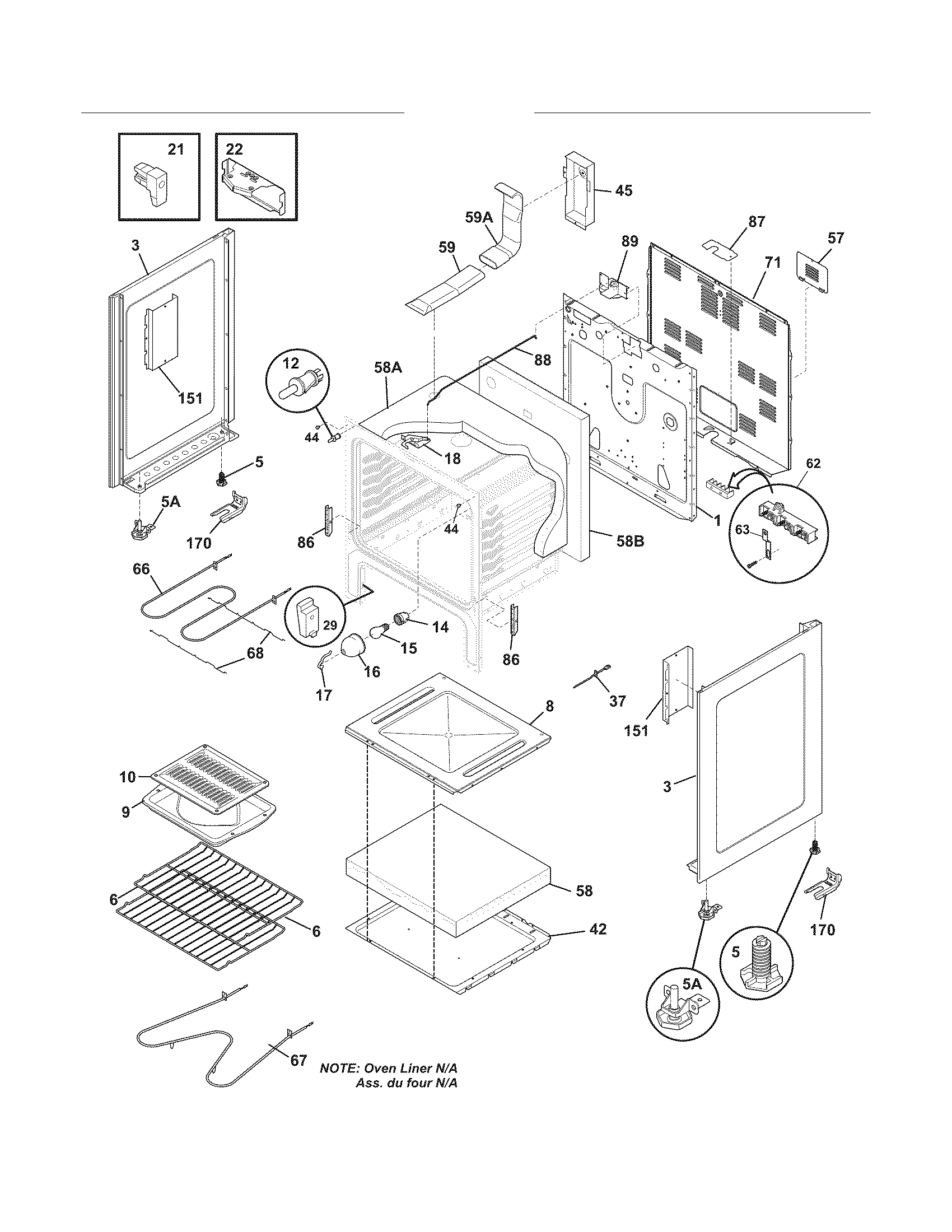 Frigidaire FFEF3018LMF body diagram