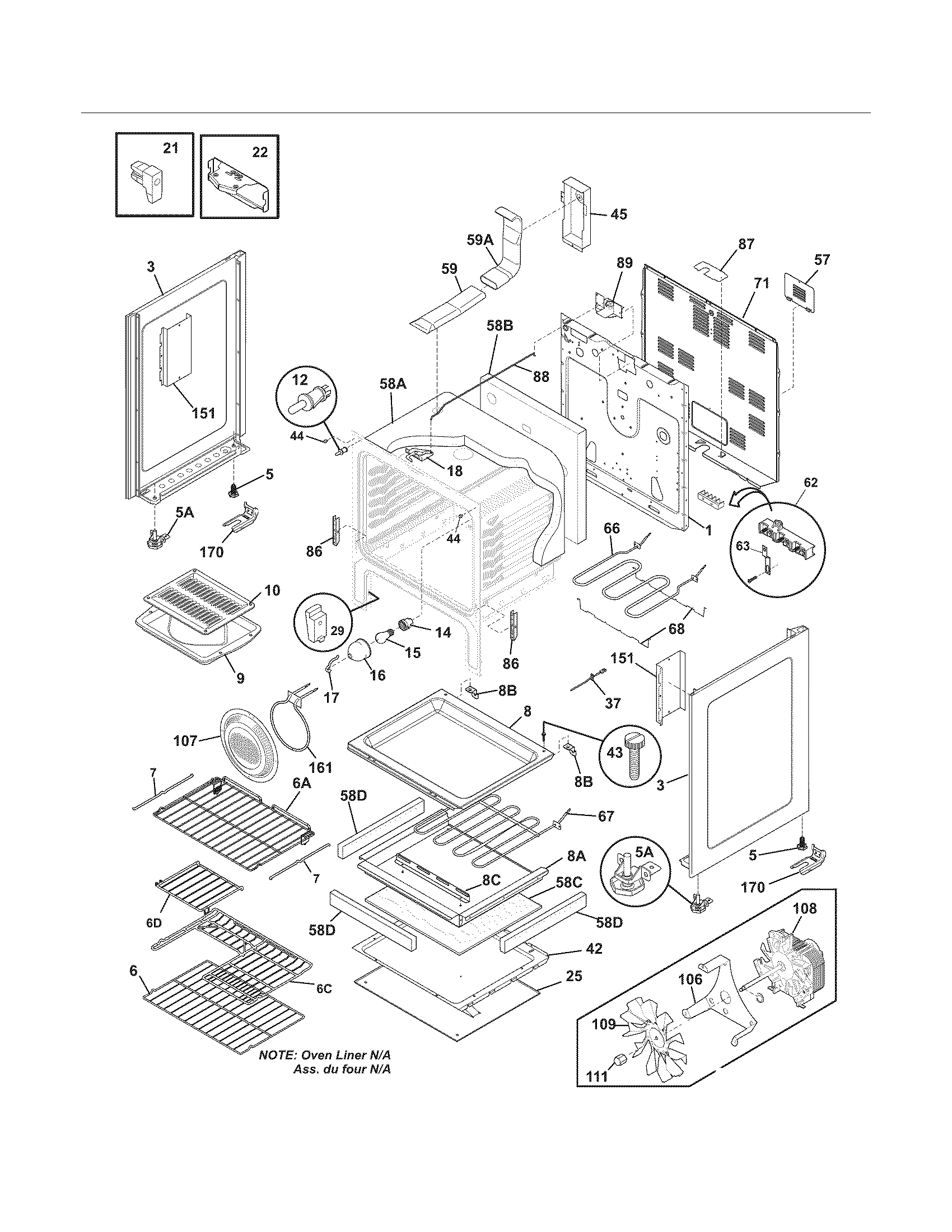 Frigidaire LGEF3045KFG body diagram