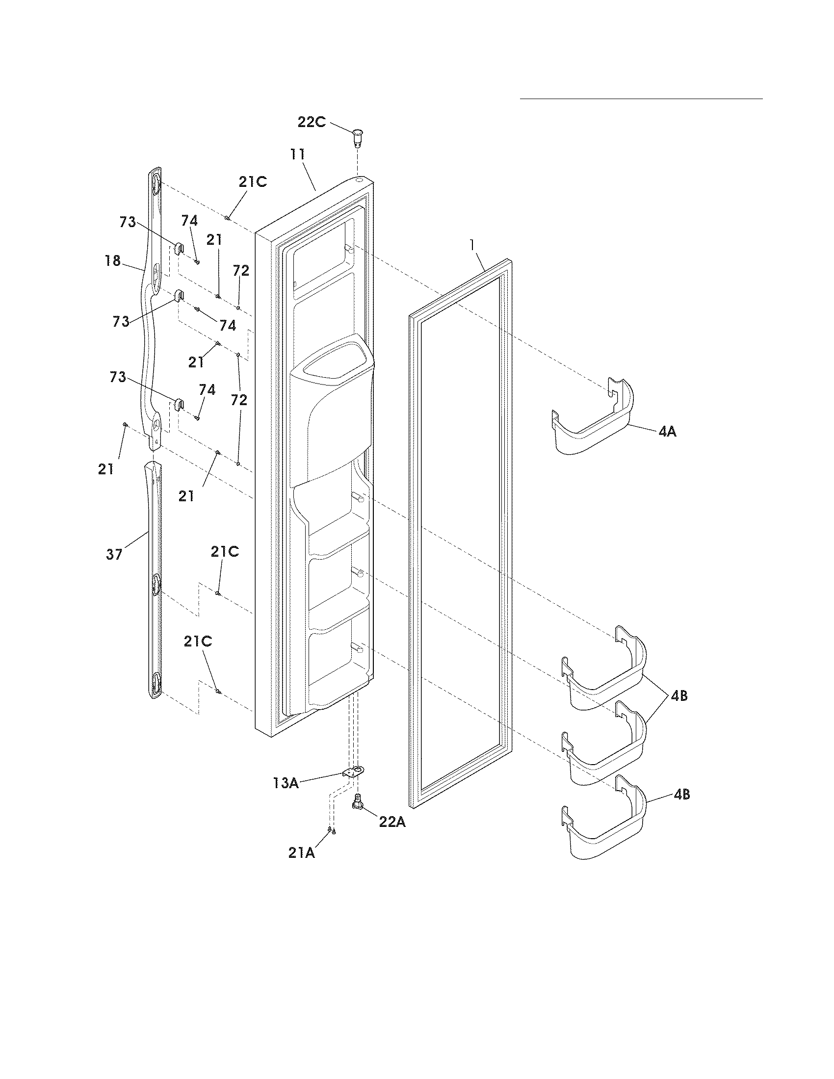 Frigidaire FRS6HR45KS6 freezer door diagram