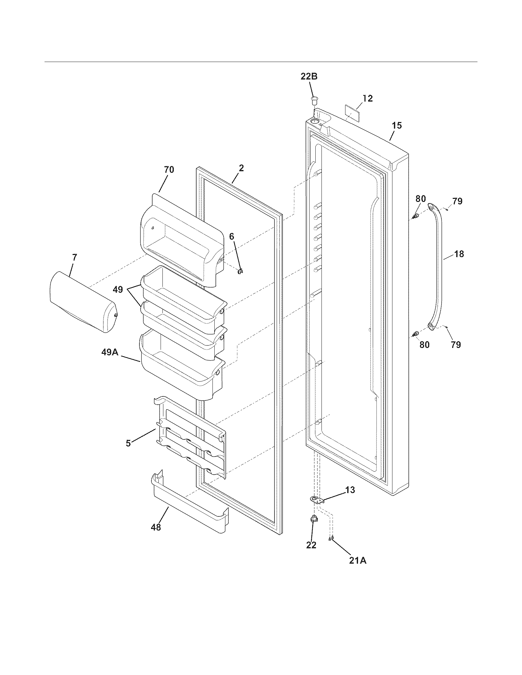 Frigidaire FGHC2345LF4 refrigerator door diagram