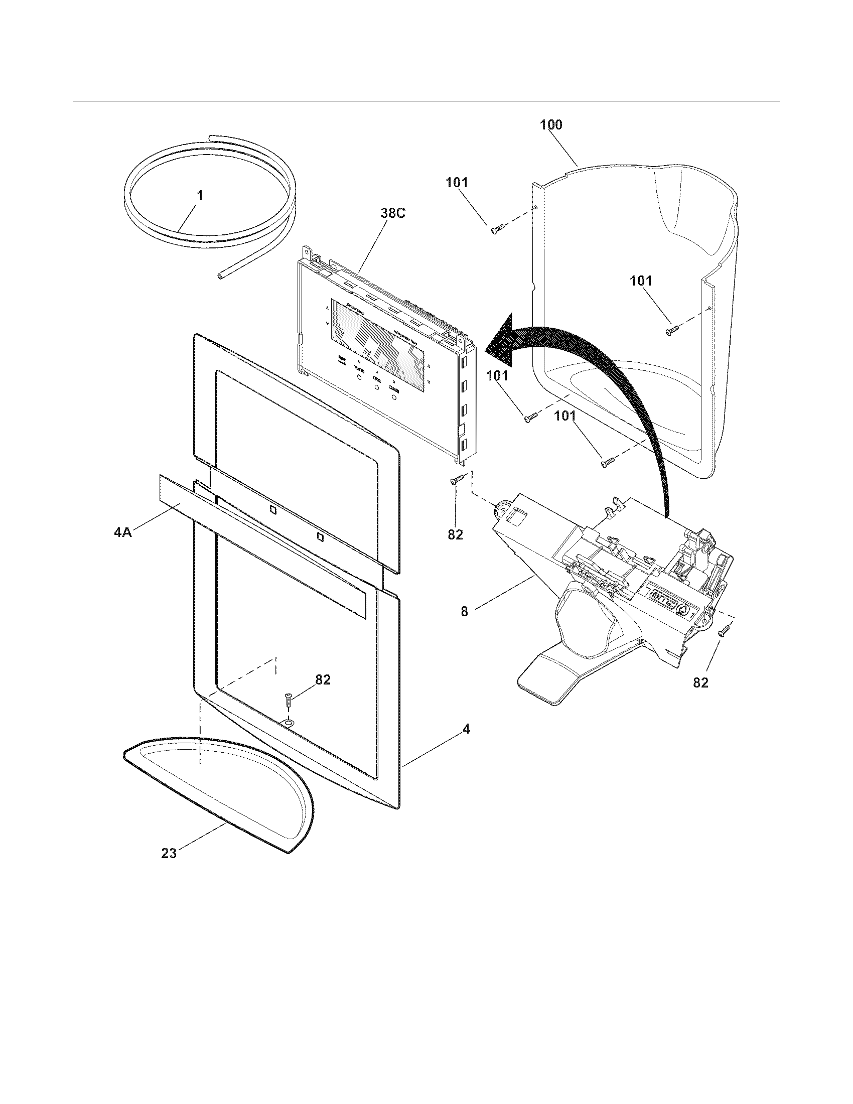 Frigidaire FGHC2345LF4 ice & water dispenser diagram