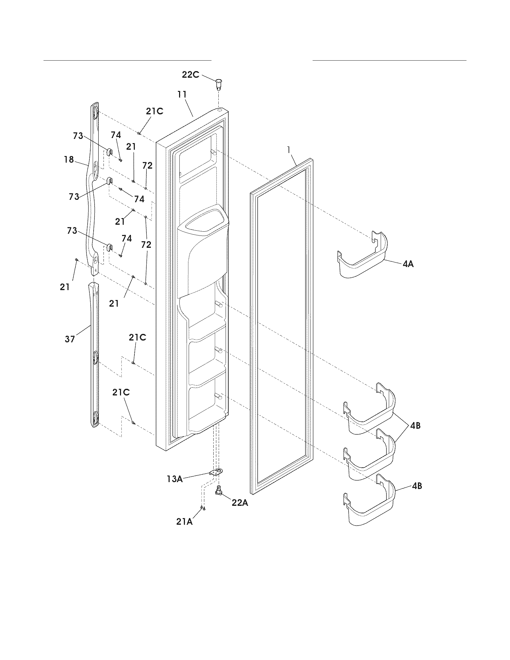 Frigidaire FRS6HR45KS7 freezer door diagram
