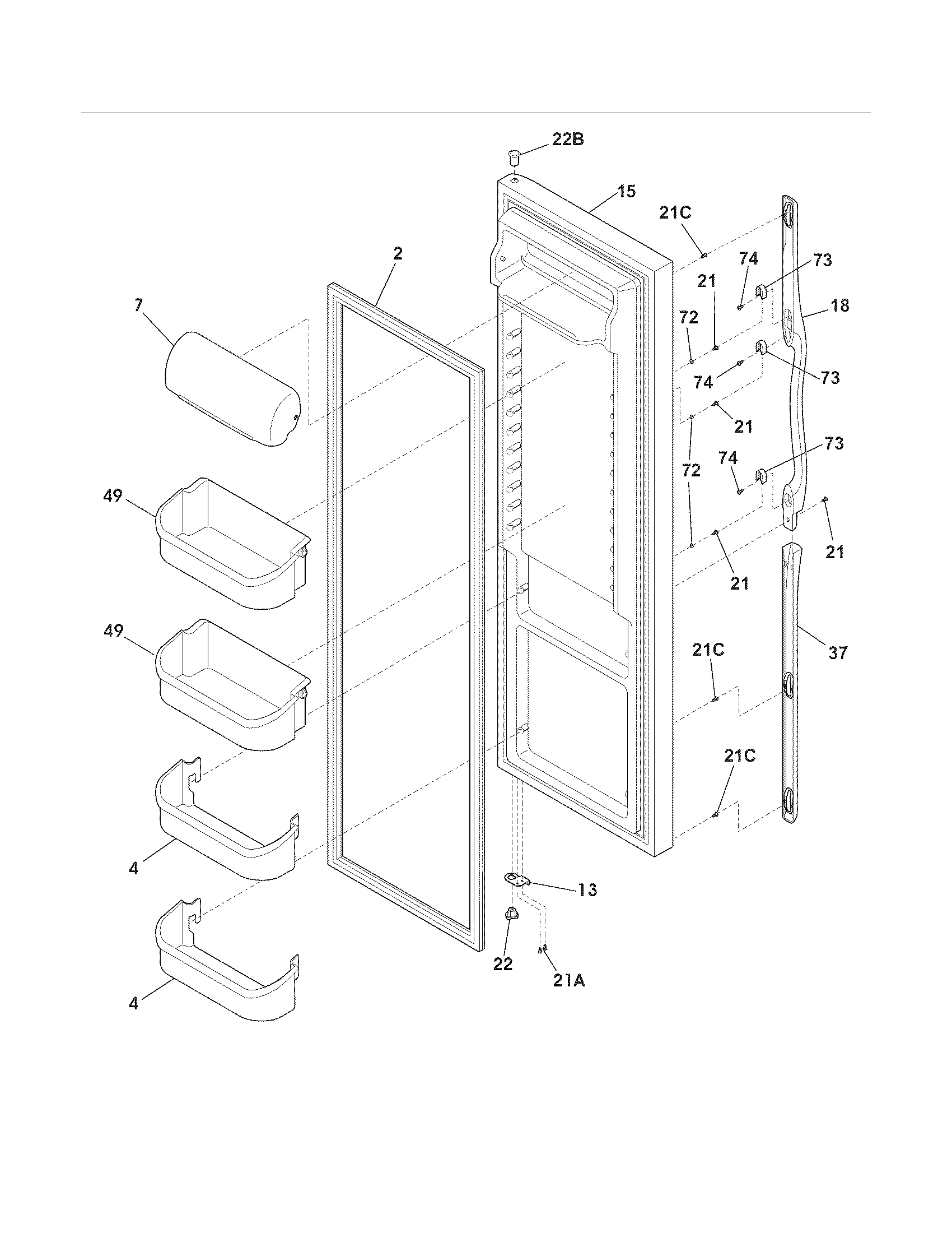 Frigidaire FRS6HR45KS7 refrigerator door diagram