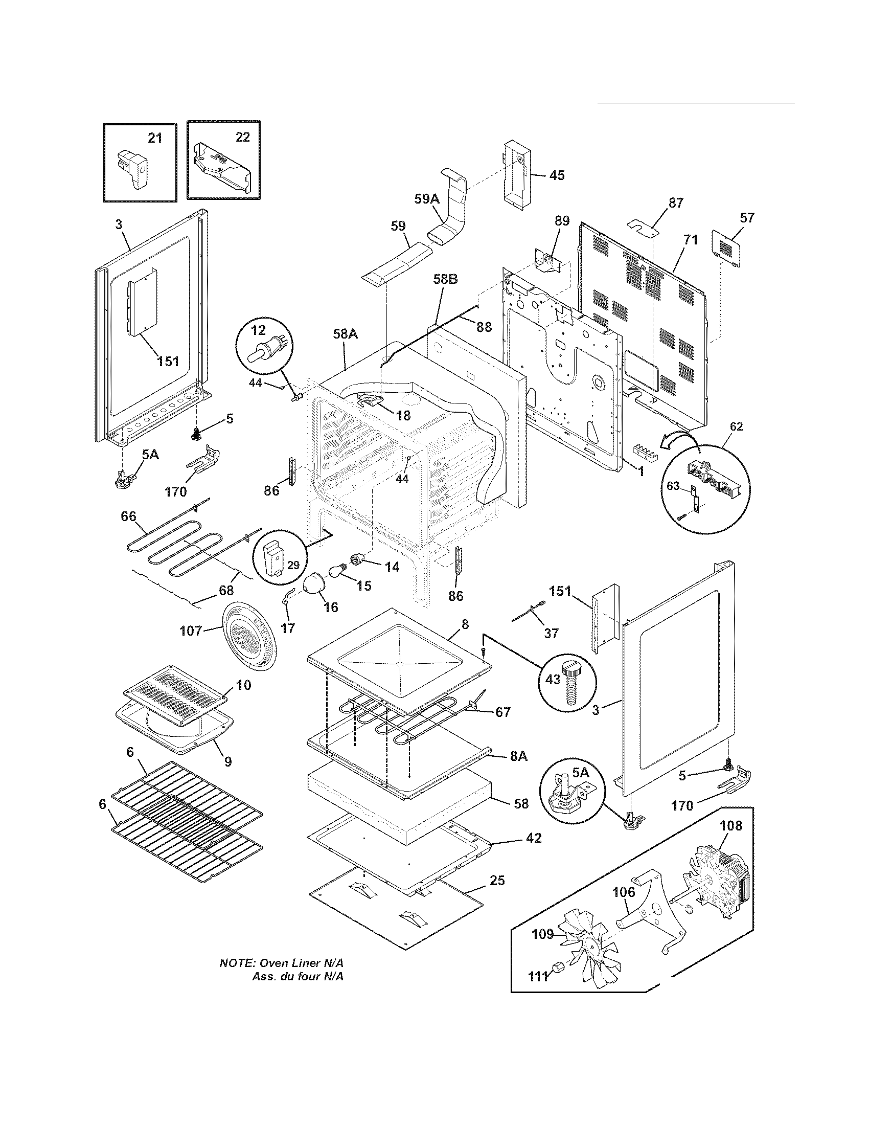 Frigidaire LFEF3019MBC body diagram