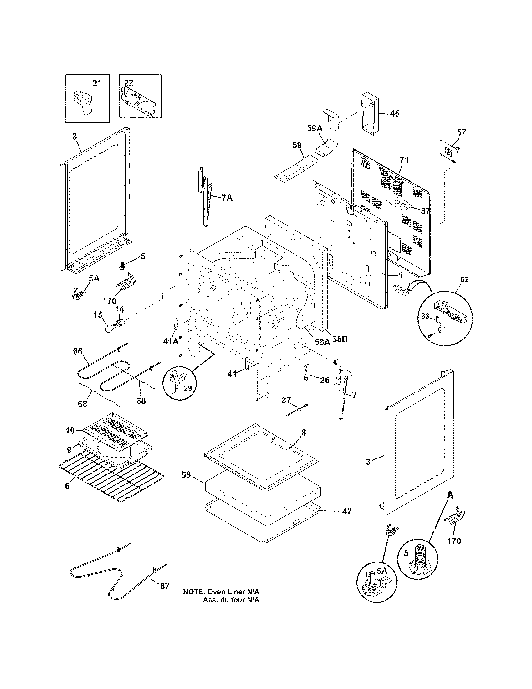 Frigidaire FFEF3013LWF body diagram