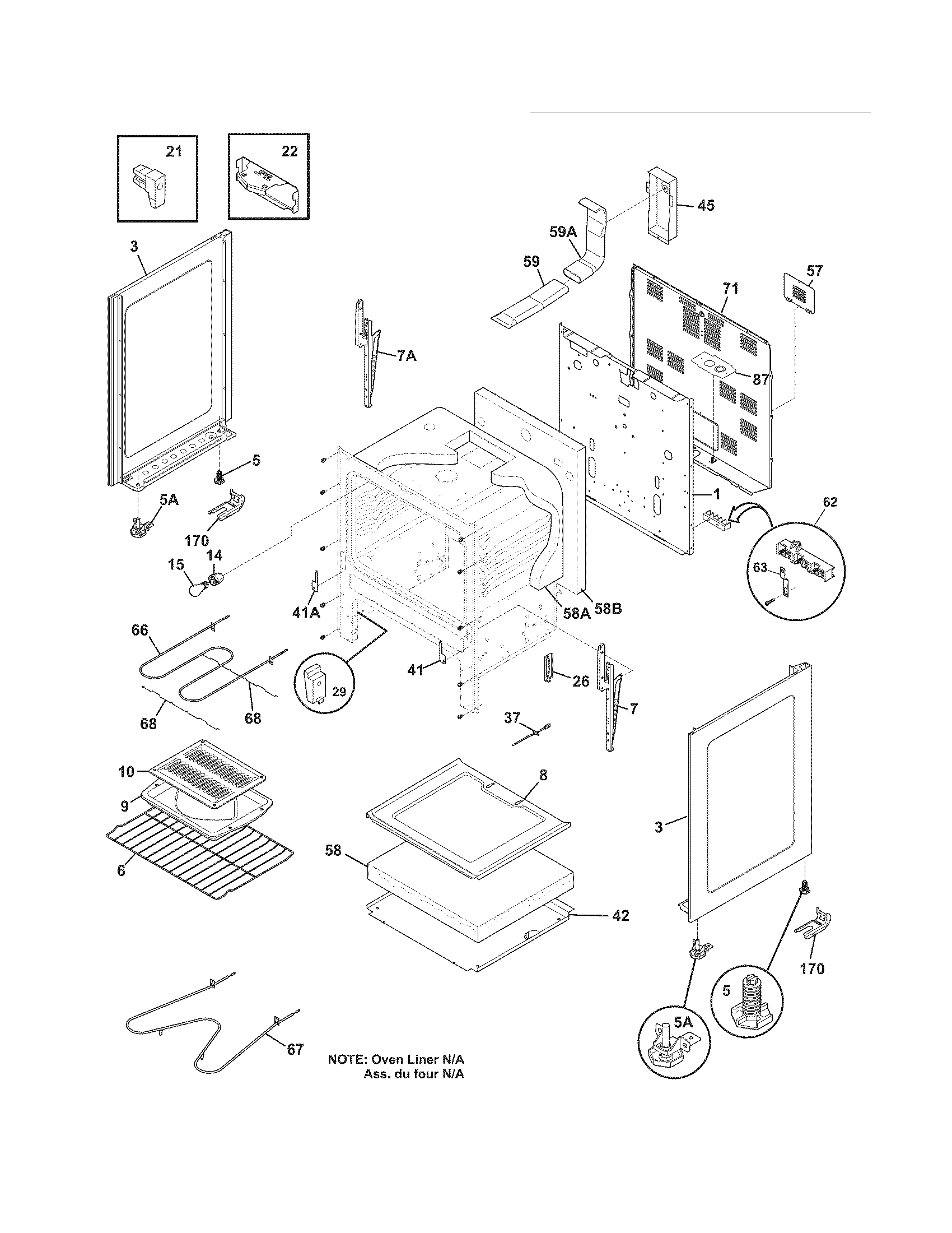 Frigidaire FFEF3043LSH body diagram