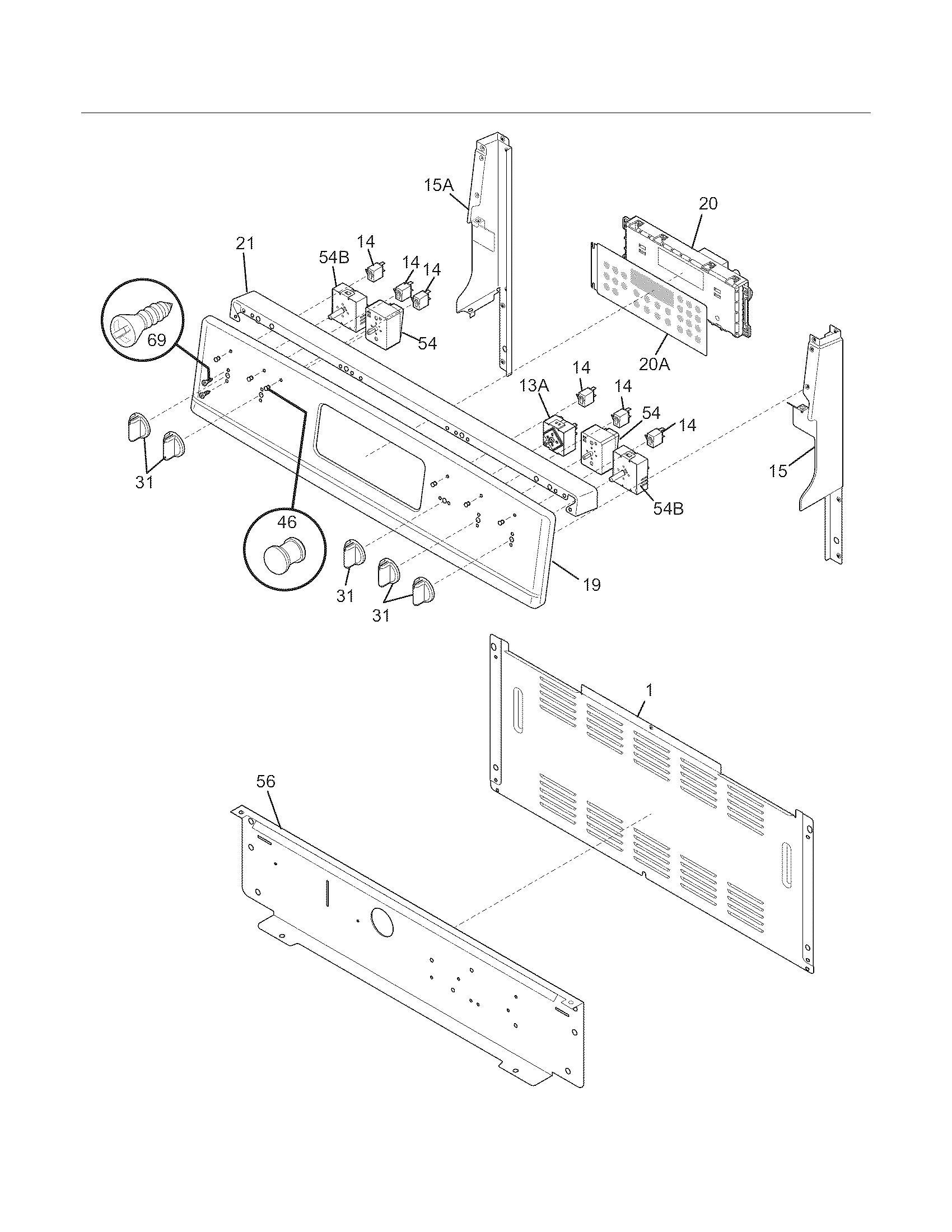 Frigidaire FGEF3055MBC backguard diagram