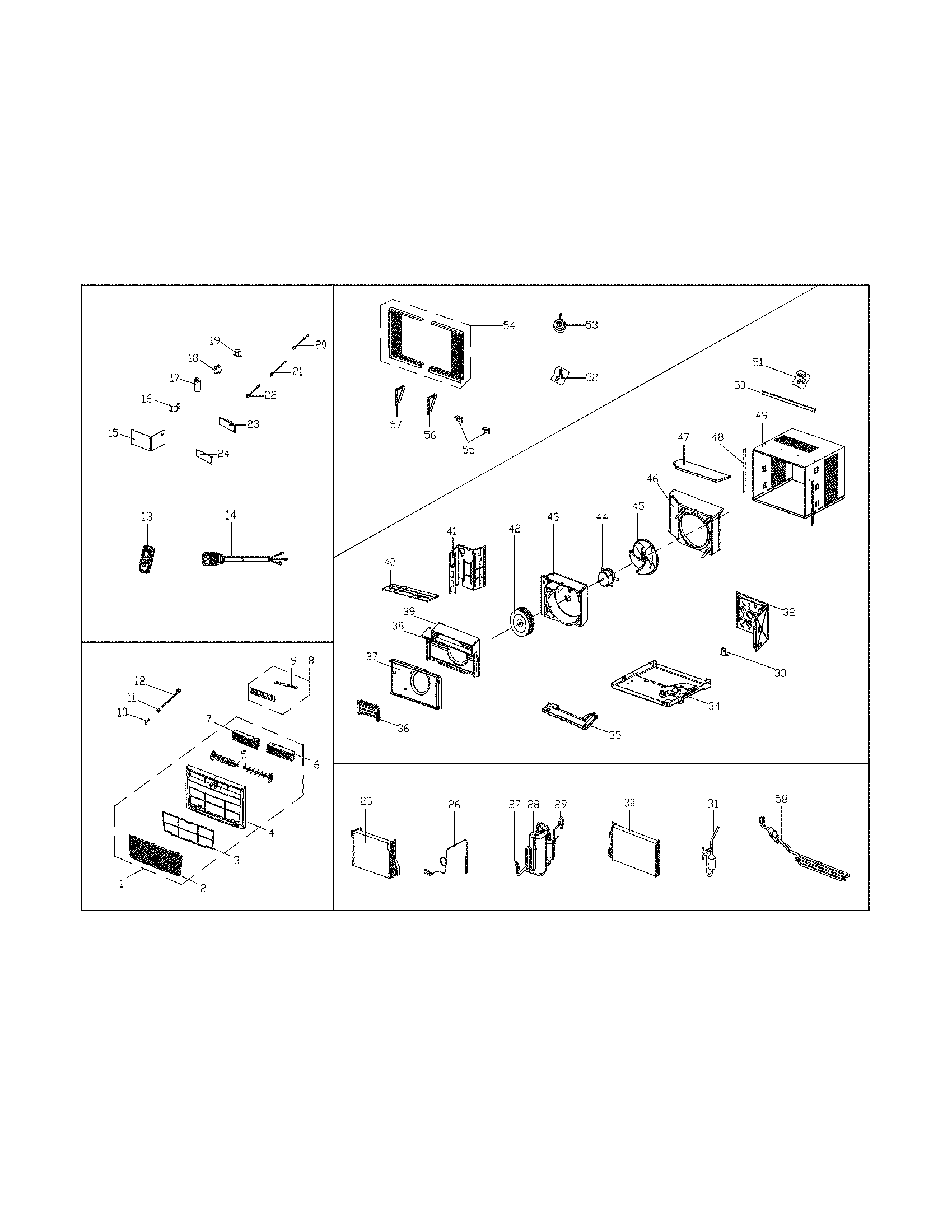 Frigidaire FRA25ESU212 recommended spare parts diagram