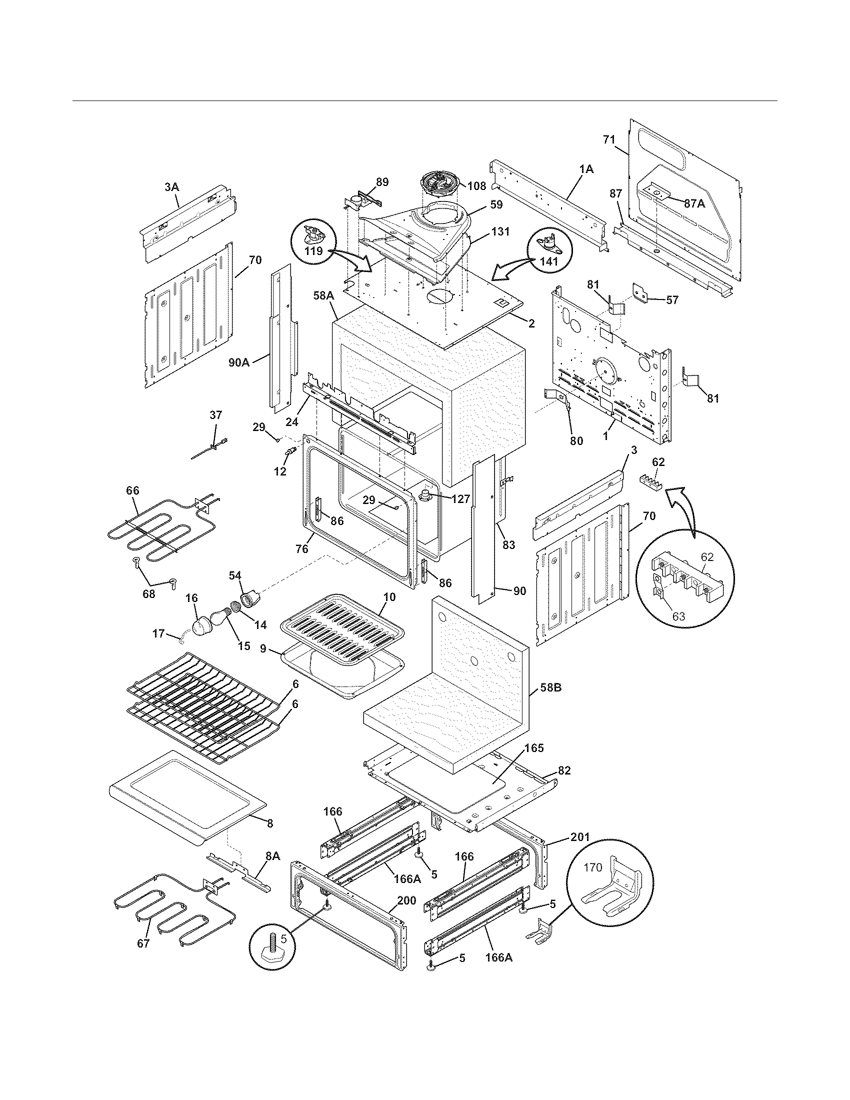 Frigidaire FFES3027LSD body diagram