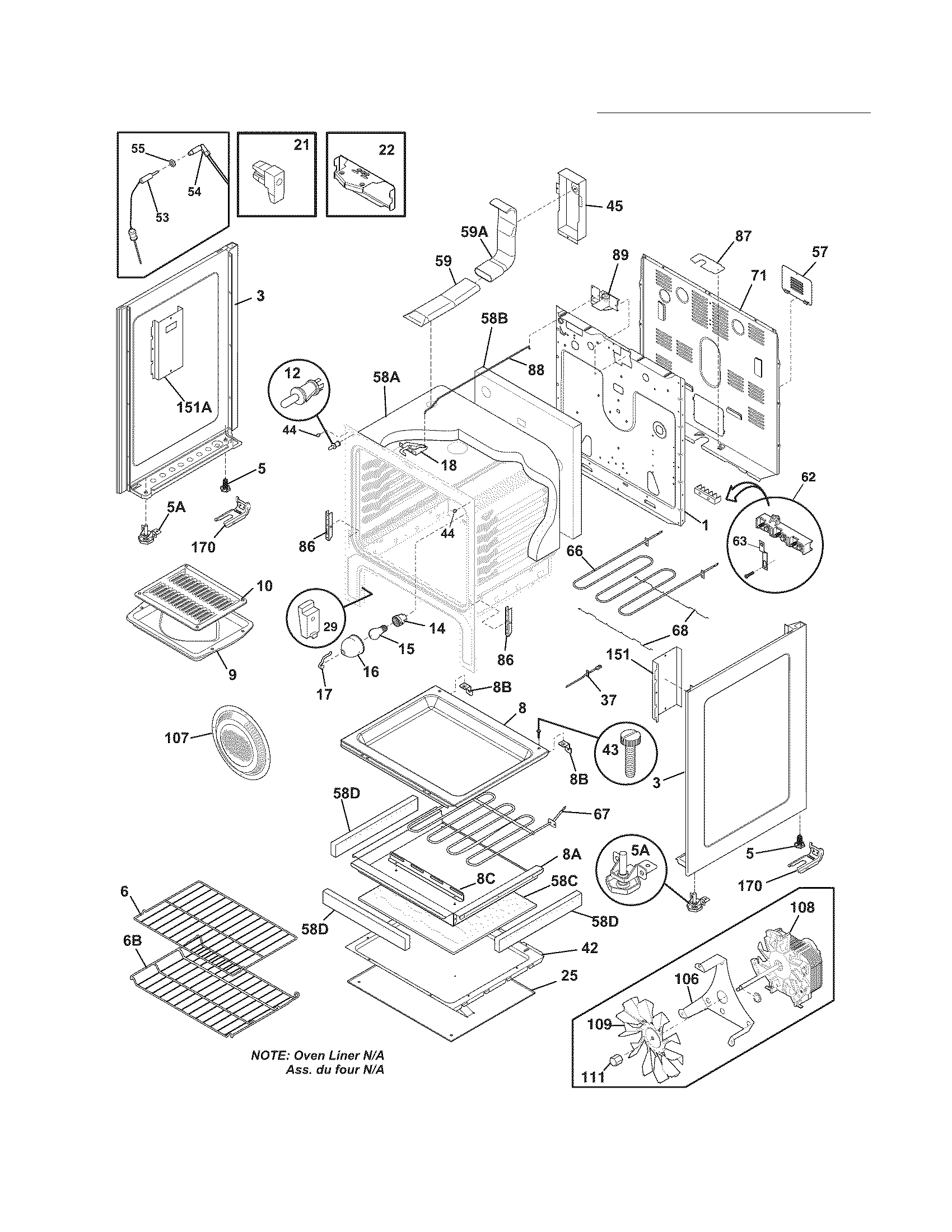 Frigidaire FGEF3032MBA body diagram
